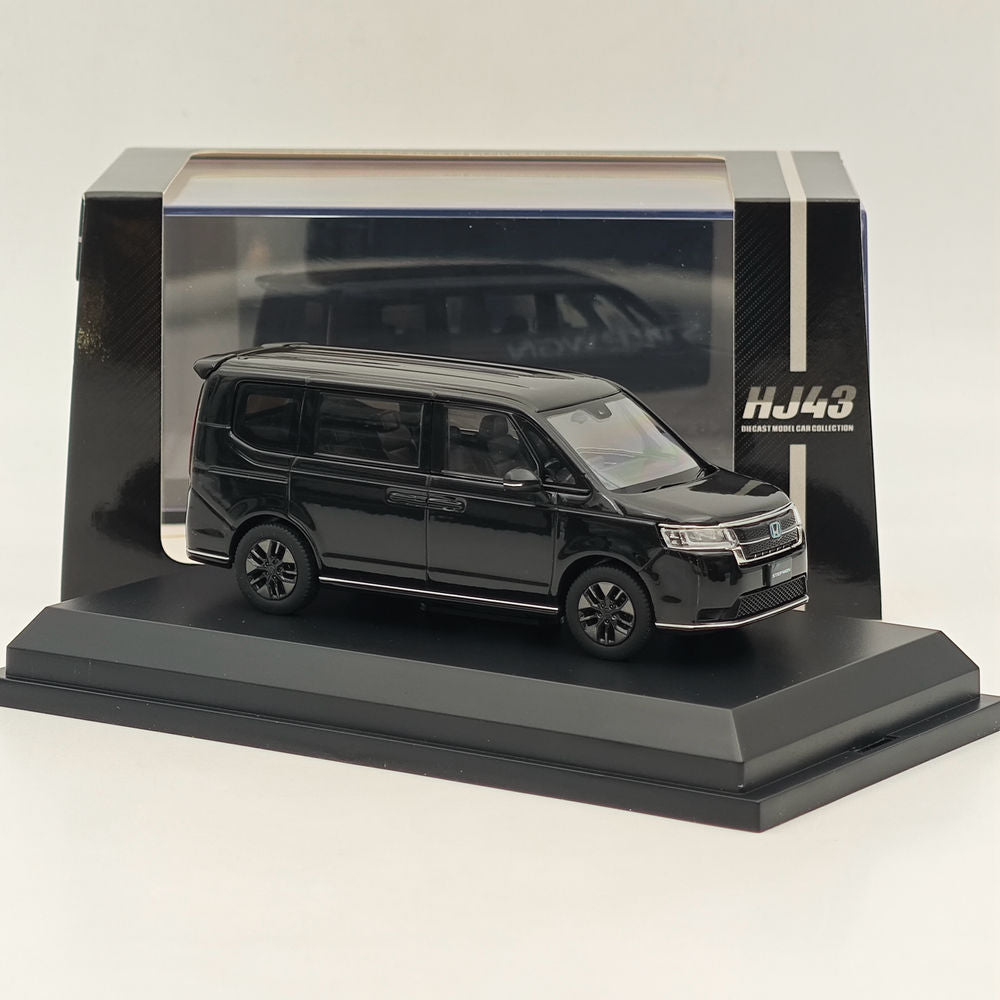 1/43 Scale Honda STEP WGN e:HEV SPADA Crystal Black Diecast Model Car - Hobby Japan HJ432004BK - Collectible Miniature Vehicle for Display & Japanese Car Enthusiasts