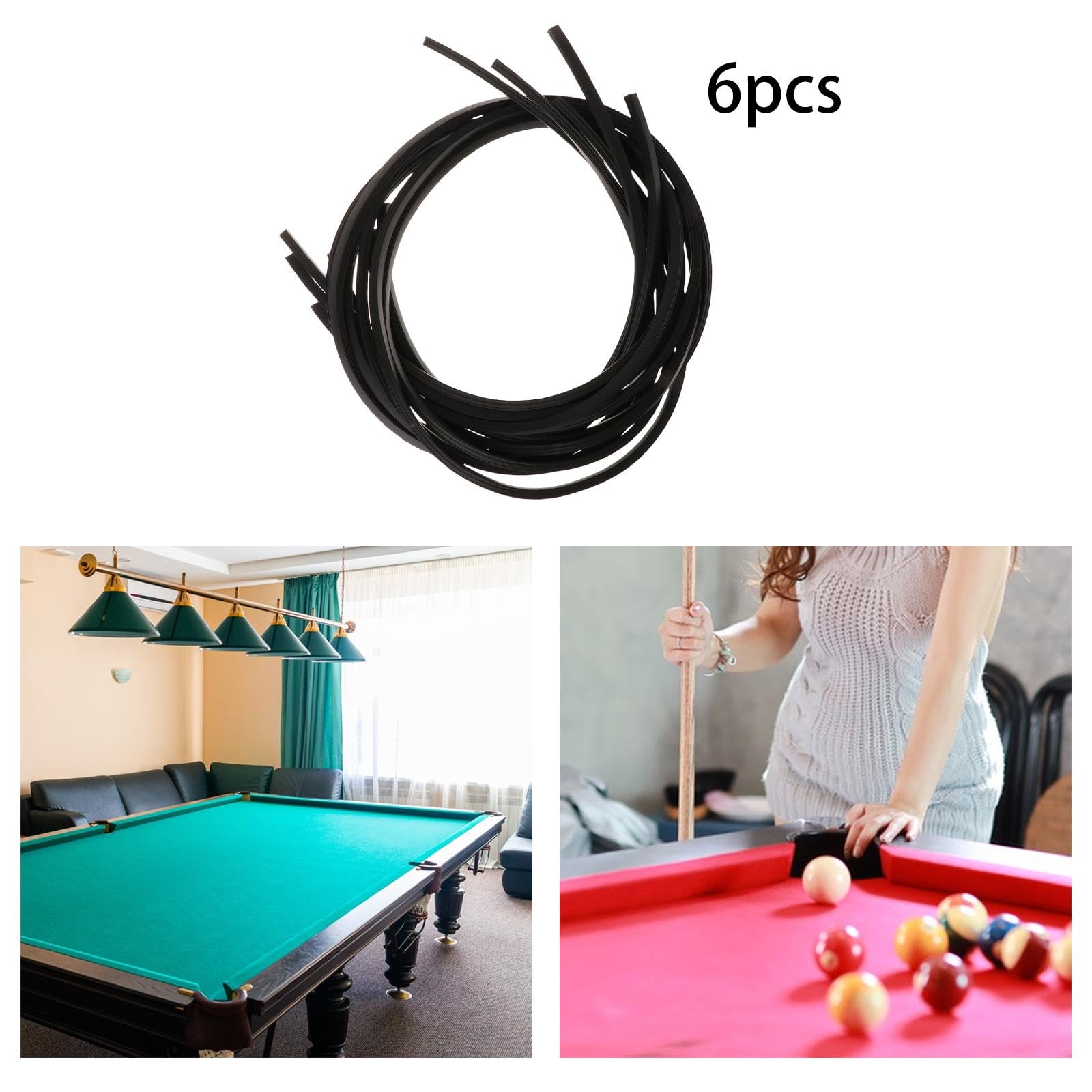 6Pcs Rubber Edge Strips for Pool Table - 130cm Black Rail Cushions, Billiards Accessories, Perfect for Snooker, Leisure Sports & Home Game Room Protection