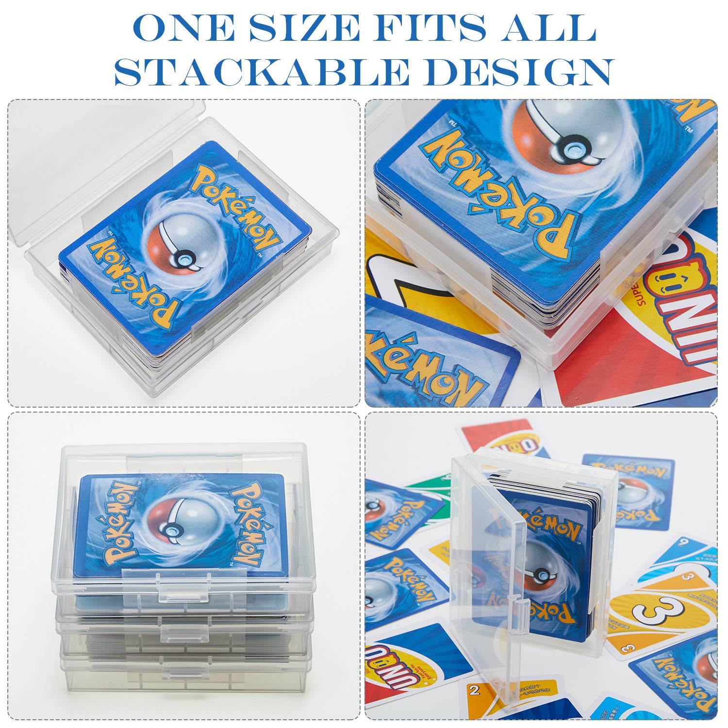 12-Piece Clear Plastic Card Deck Storage Boxes - Empty Card Holder Case with Snap Closure for MTG, Pokemon, Yugioh - Perfect for Collectors, Gamers & Travel