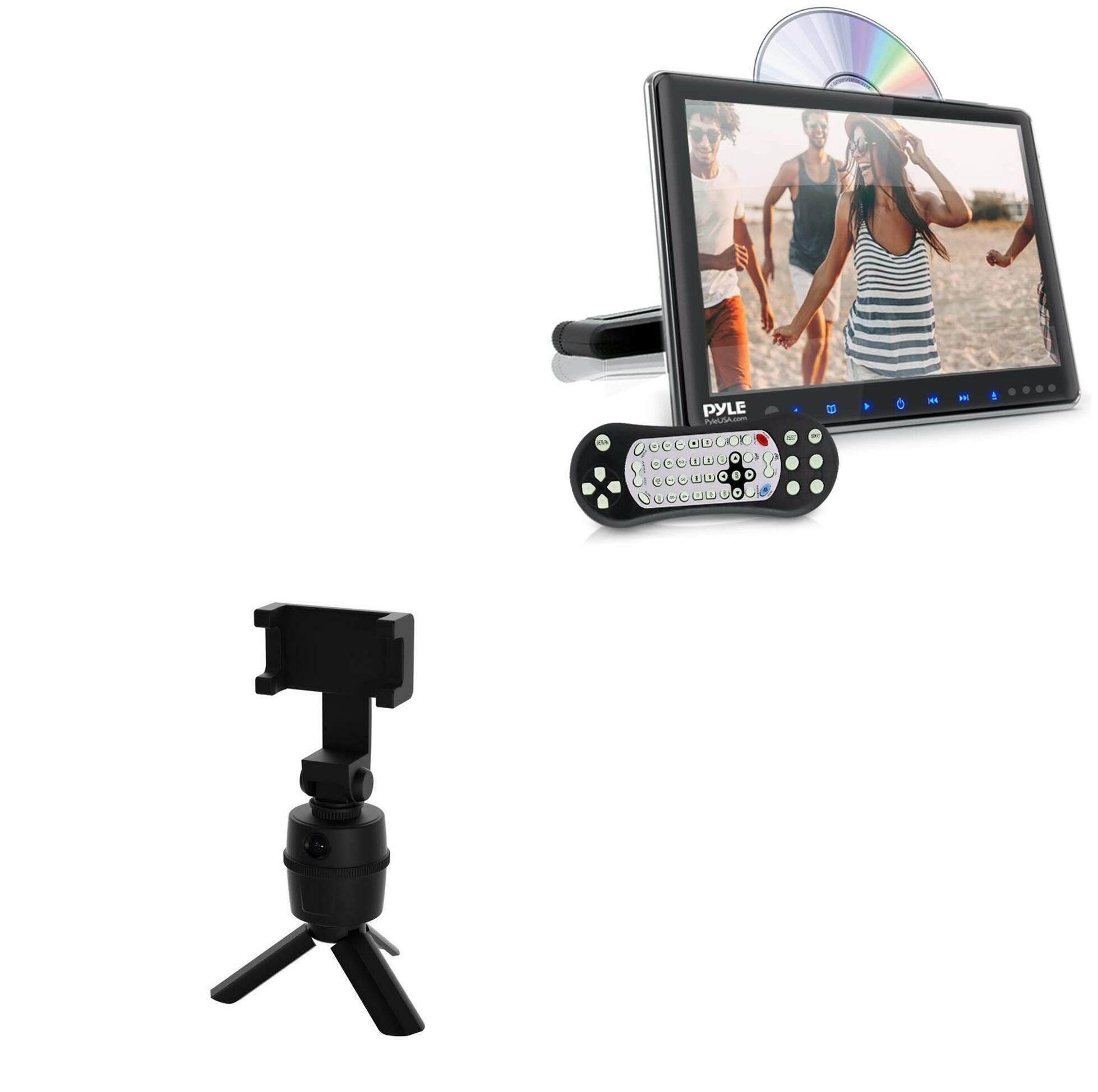 BoxWave Pyle PLHRDVD904 Stand and Mount - Adjustable PivotTrack Selfie Stand with Facial Tracking for Pyle PLHRDVD904 (Jet Black) - Perfect for Vlogging, Live Streaming, and Video Conferencing