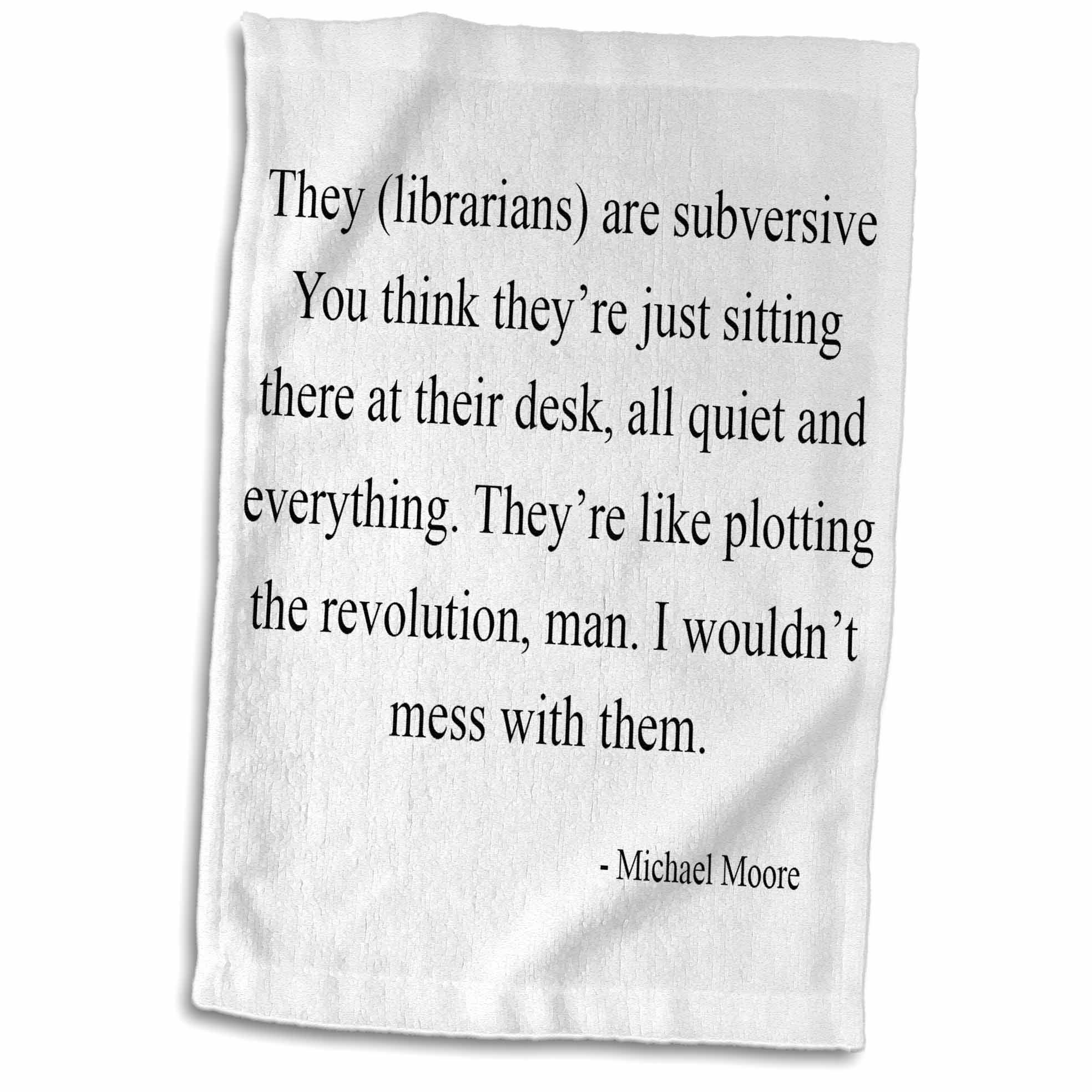 3D Rose 'Librarians Are Subversive' Printed Kitchen Towel Set - 15x22 Inches Absorbent Cotton Dish Towels for Cooking, Cleaning & Decor - Funny Book Lover Gifts for Librarians & Teachers