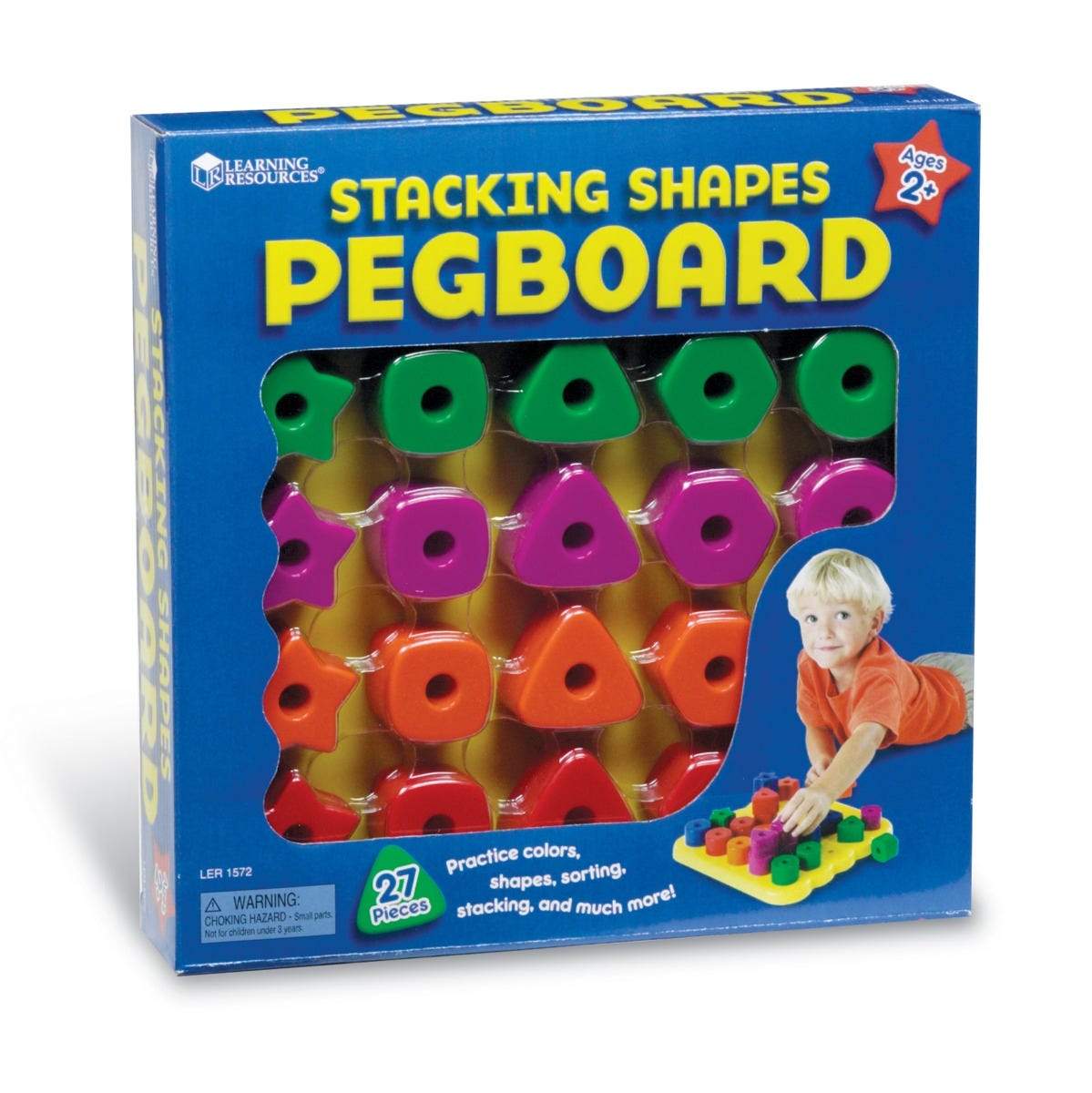 Stacking Shapes Pegboard Toy - Wooden Educational Sorting & Stacking Game for Toddlers - Perfect for Early Learning, Fine Motor Skills & Shape Recognition - Ideal for Preschool, Daycare & Home Play