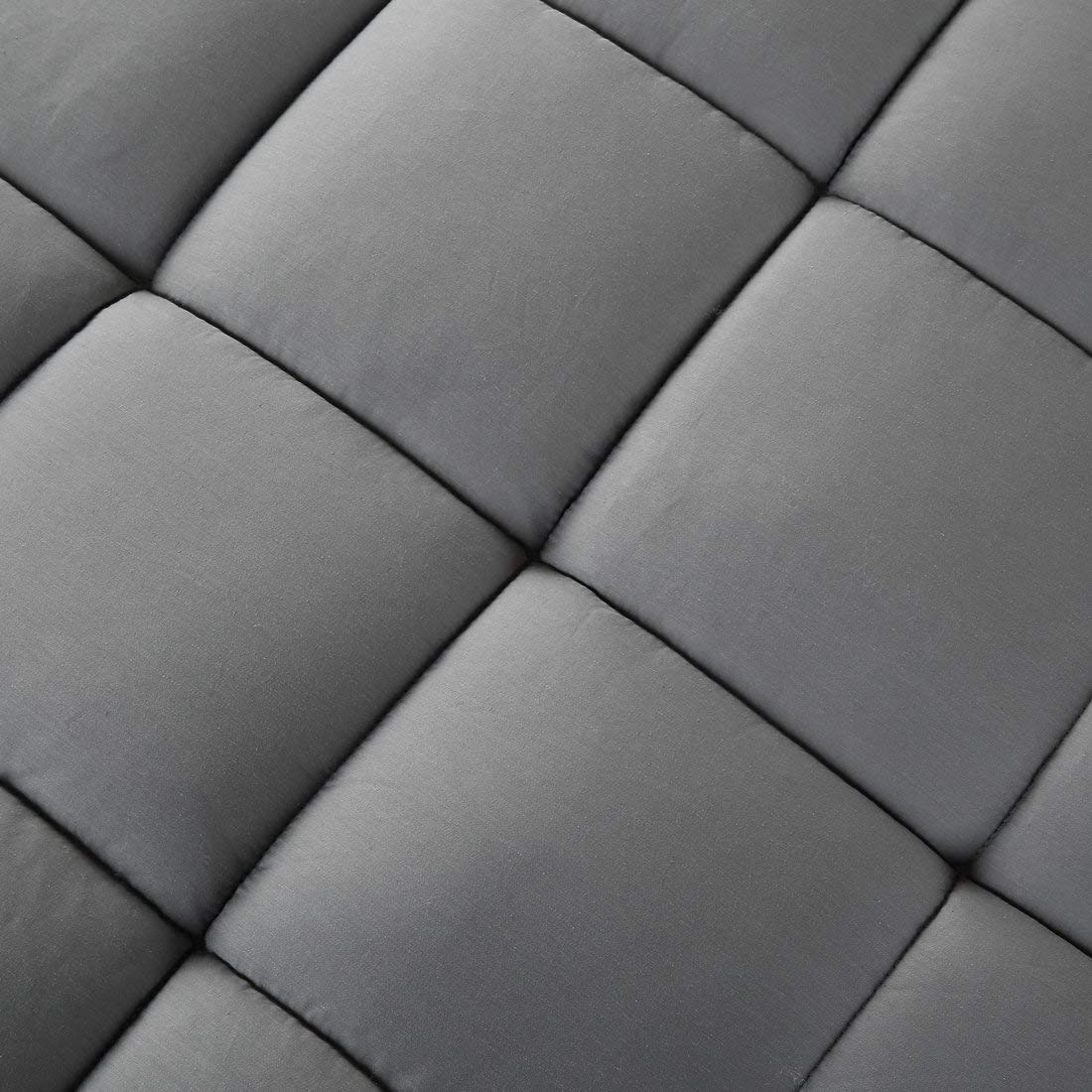 LEISURE TOWN Full Size Mattress Pad - Soft Cotton Quilted Fitted Mattress Topper with 8-21 Inch Deep Pocket | Breathable Fluffy Pillow Top & Cooling Mattress Protector in Grey | Perfect for Bedroom, Guest Room & Dorm Comfort