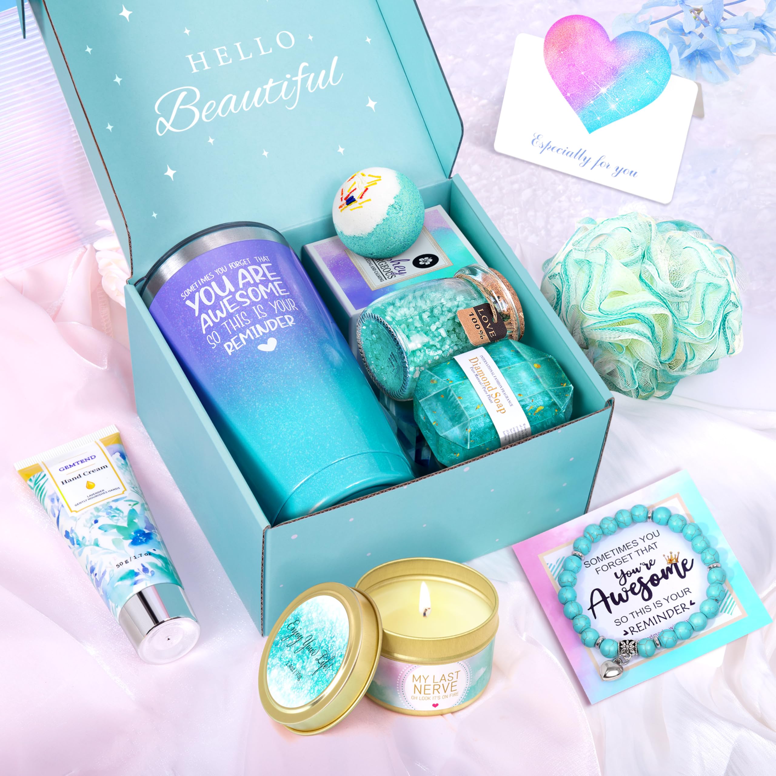Relaxing Spa Gift Basket for Women - Birthday, Christmas, Valentine's Day & Mother's Day Gifts for Her, Mom, Wife, Girlfriend, Sister & Friends | Self Care & Pampering Gifts for Women | Perfect for Home Spa Nights, Stress Relief & Special Occasions