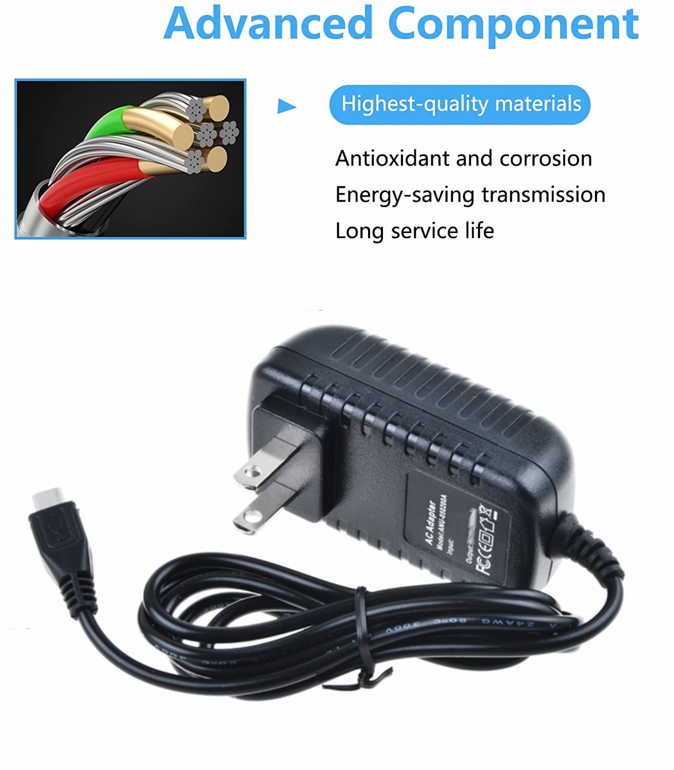 5V 2A Micro USB Power Adapter with US Plug - Fast Charging Cable for Raspberry Pi B+ & B Models - Perfect for DIY Electronics Projects & Home Automation Systems