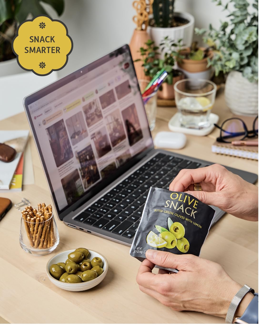 Organic Pitted Green Olives with Lemon - Healthy Keto & Vegan Snack (2.11oz, Pack of 12) | Gluten-Free, All-Natural, 60 Calories per Pack | Perfect for Travel, Lunch Boxes & Low-Carb Diets