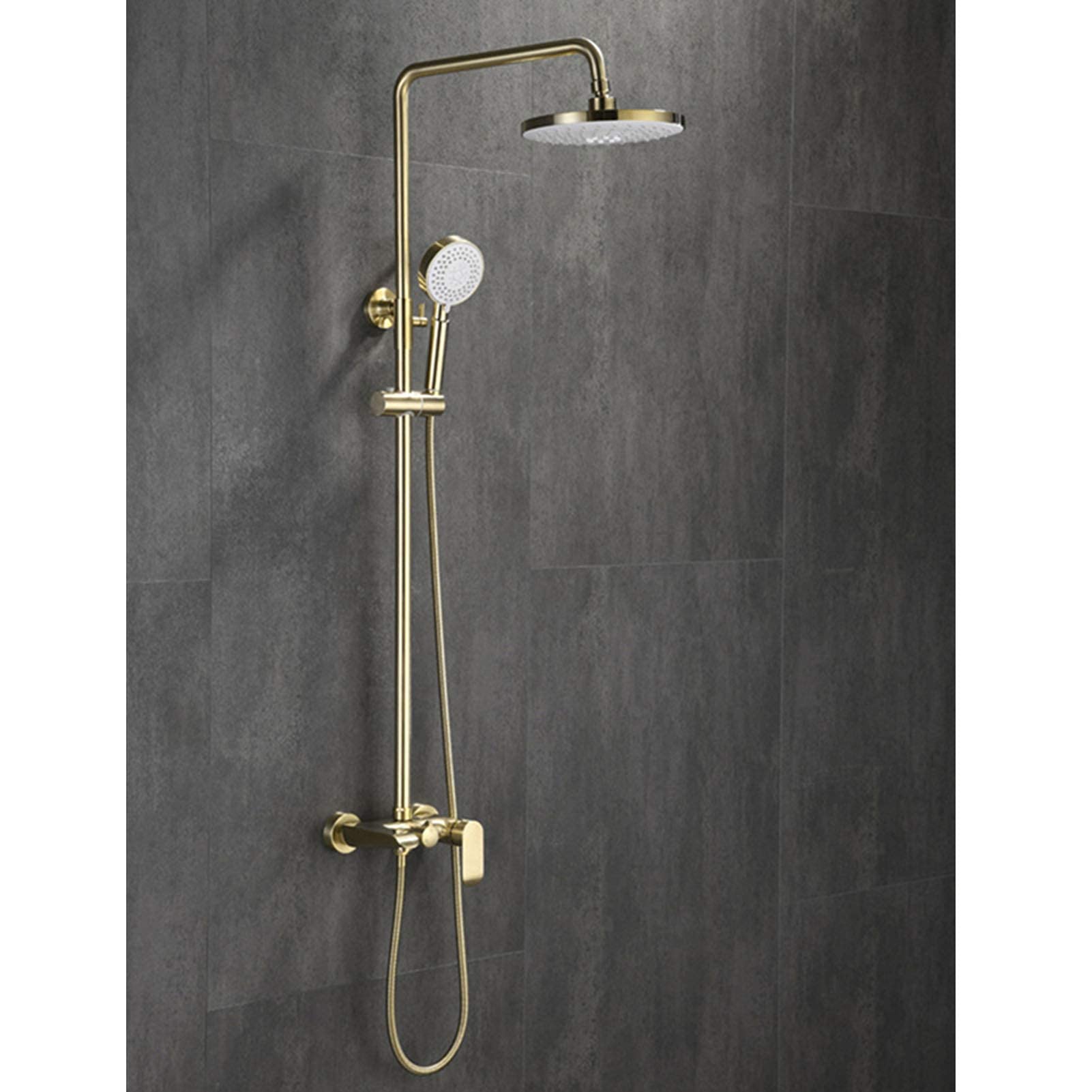 Brushed Gold Shower Faucet Set - 3-Function Wall Mounted Shower System with 8 Inch ABS Rainfall Shower Head & Mixer Taps | Perfect for Modern Bathroom Renovation & Spa-Like Shower Experience