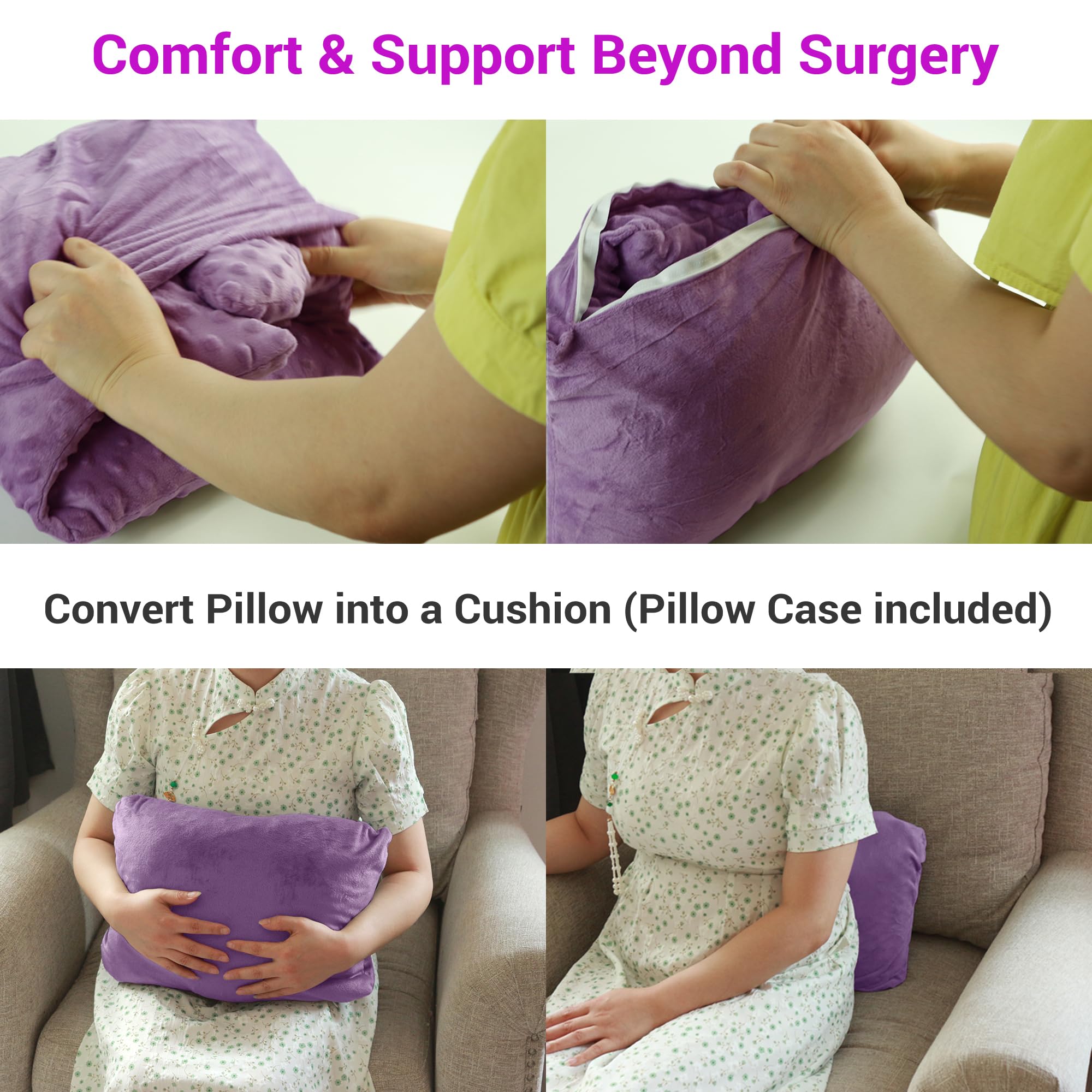 Zomaple Mastectomy Pillow for Post-Surgery Recovery - Comfortable Breast Pillow After Heart Surgery, Reduction & Augmentation - Soft Sleeping Support & Seatbelt Protection - Ideal Gift for Patients (MSP024) - Perfect for Home Recovery, Hospital Use & Travel Comfort
