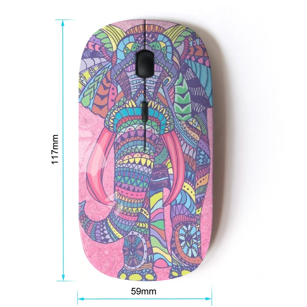 Graphic4You Indian Tribal Elephant Design Wireless Ergonomic Mouse with Nano Receiver - Perfect for Home, Office & Gaming Use