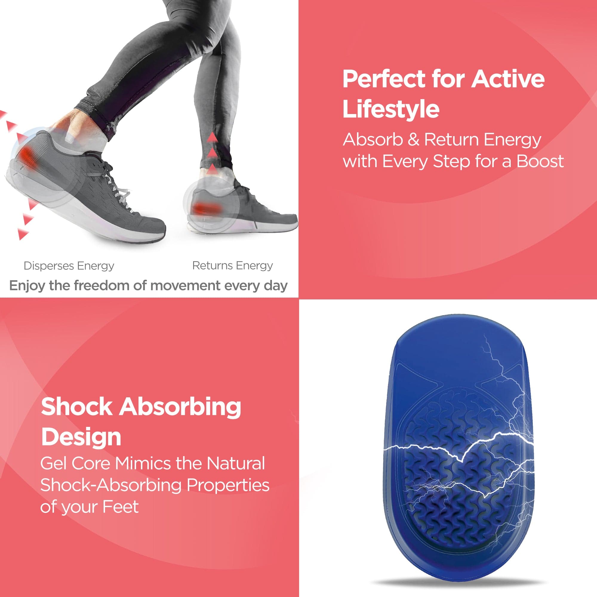 Dr Trust USA Orthopedic Heel Pads - Plantar Fasciitis Pain Relief, Heel Spurs & Foot Comfort Gel Inserts for Women & Men - Cushioned Heel Support (1 Pair, UK 5-11) - Perfect for Running, Walking & Everyday Comfort