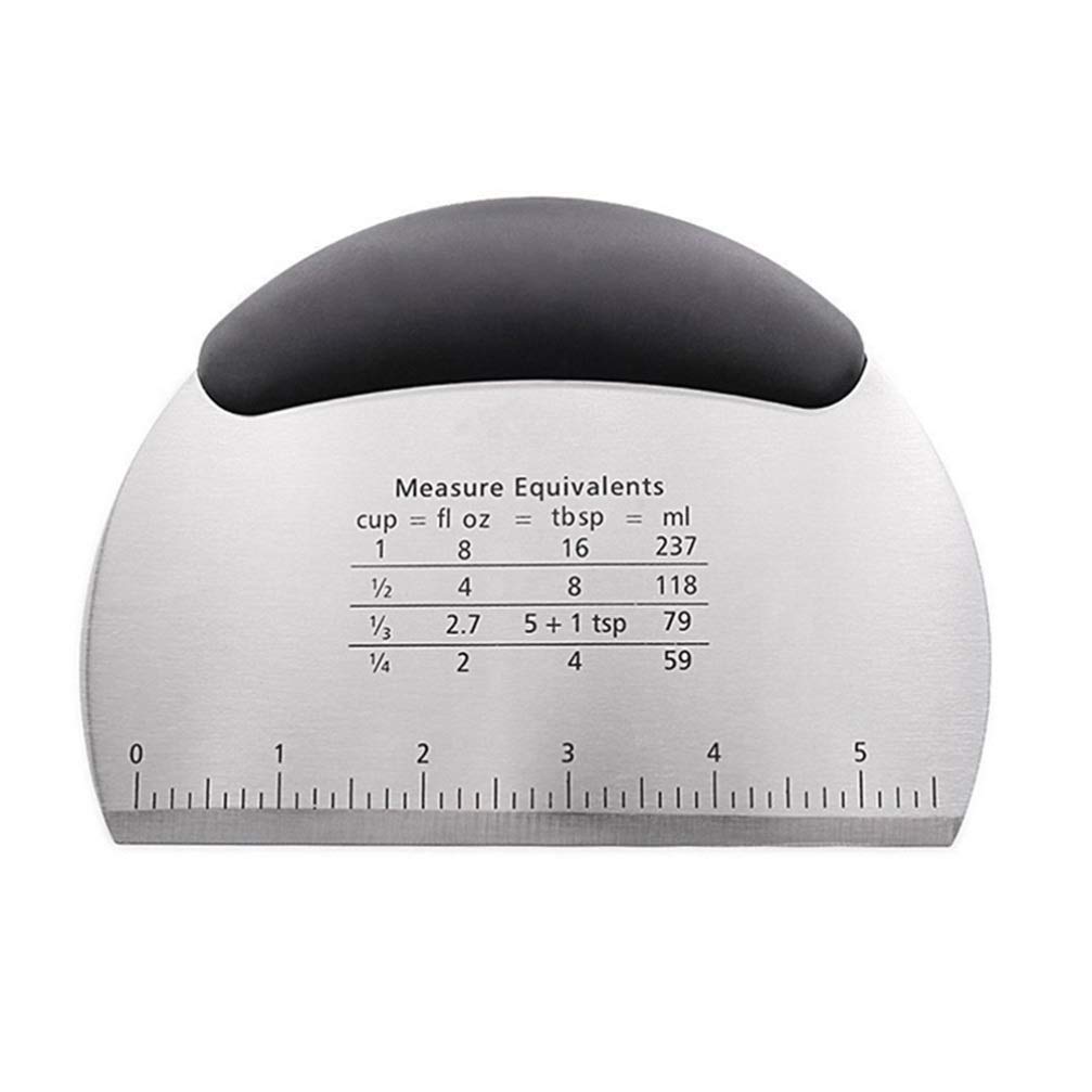 DOITOOL Stainless Steel Dough Scraper - 1PC Baking Bench Scraper with Measuring Scale, Pastry & Bread Dough Cutter for Kitchen, Perfect for Baking Cookies, Pies and Pastry Making