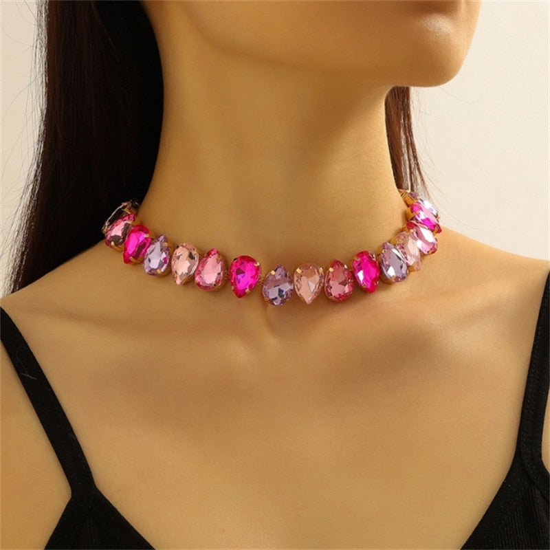 Elegant Women's Crystal Choker Necklace - Sparkling Rhinestone Collar Jewelry for Party, Wedding & Evening Wear