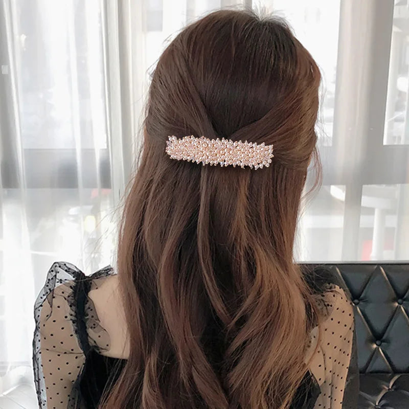 Sparkling Rhinestone Pearl Hair Clip Headband - Elegant Bridal Hair Accessories for Weddings, Parties & Special Occasions