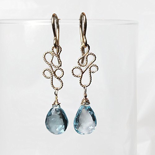 Genuine Blue Topaz Teardrop Gemstone Earrings - 14K Gold Filled - Handmade Fine Jewelry Gifts - 1.75 Inch - Perfect for Weddings, Anniversaries & Special Occasions