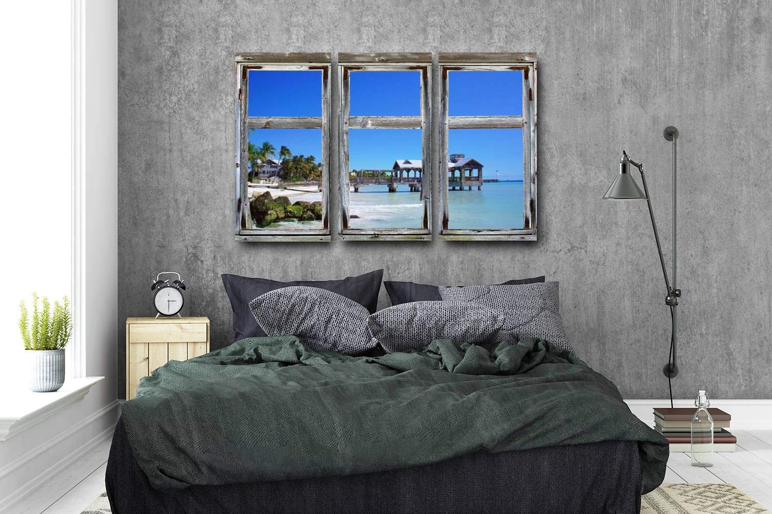Blaverr 3-Panel Wall Art Set - Modern Canvas Prints of Old Pier at Key West Florida Keys, Vibrant Multicolor Home Decor for Living Room & Bedroom - Ready to Hang | Perfect for Coastal & Beach House Themes
