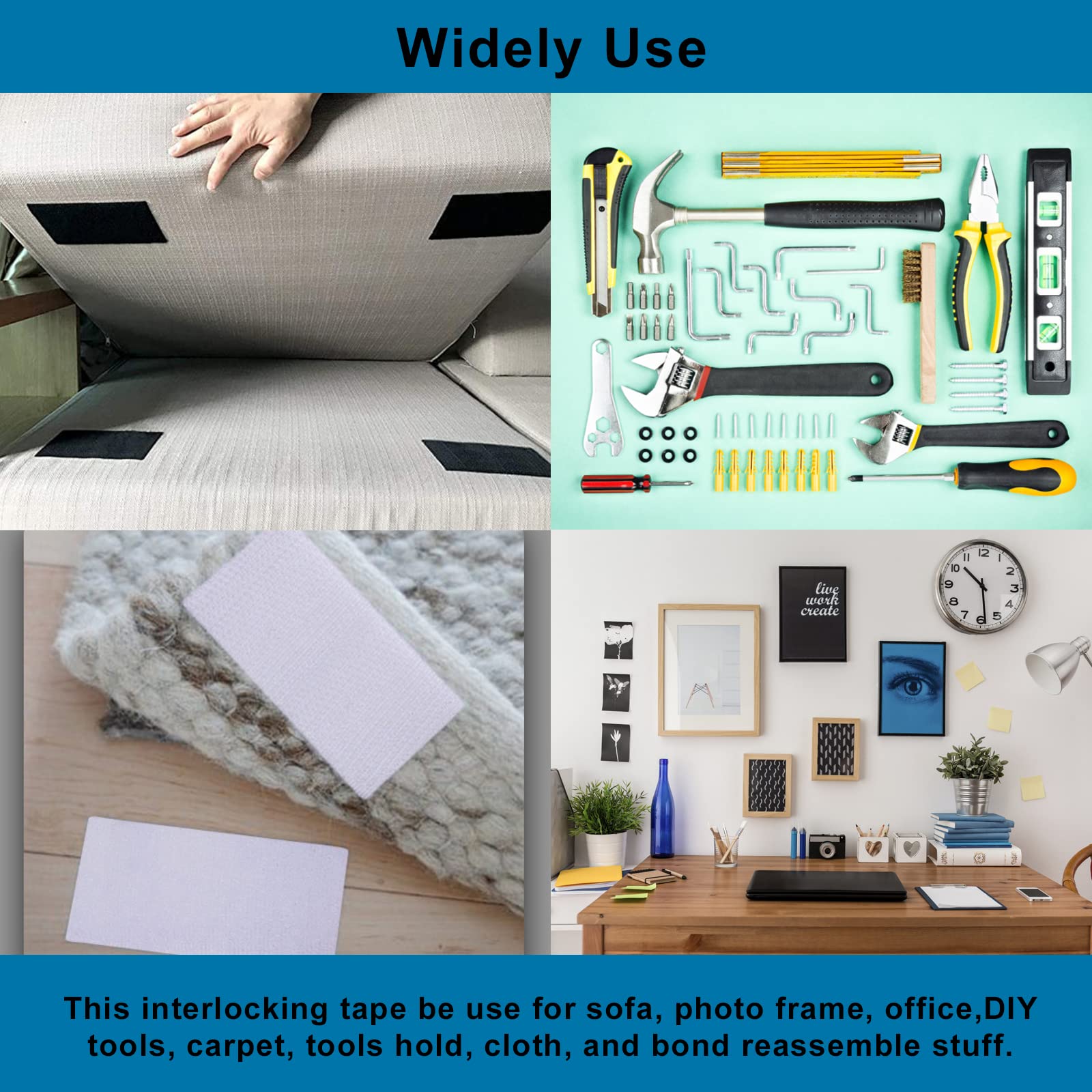 10-Pack 1in x 4in Hook and Loop Tape - Heavy Duty Self-Adhesive Fastener with Strong Hold for Mounting, Carpet, DIY Projects - Perfect for Home Organization, Crafting, and Securing Items