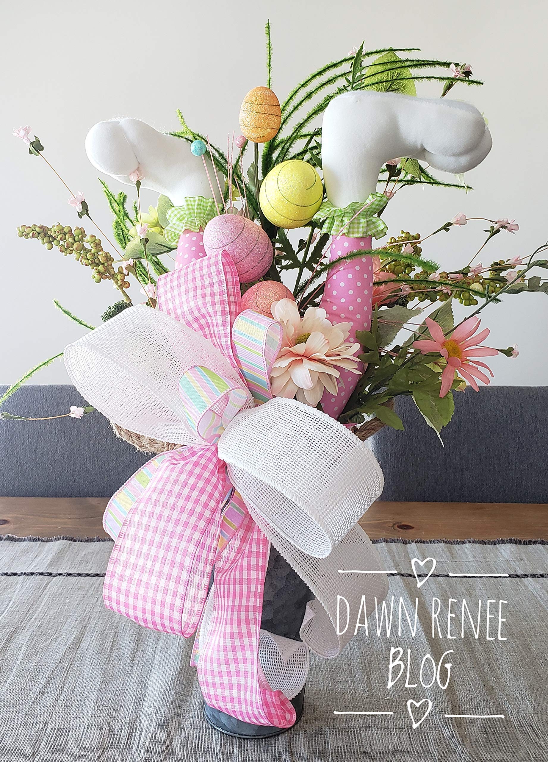 Easter Bunny Legs Centerpiece - Spring Floral Arrangement for Table Decor, Easter & Spring Home Decorations - Perfect for Holiday Parties, Dining Table Centerpieces, and Seasonal Home Styling