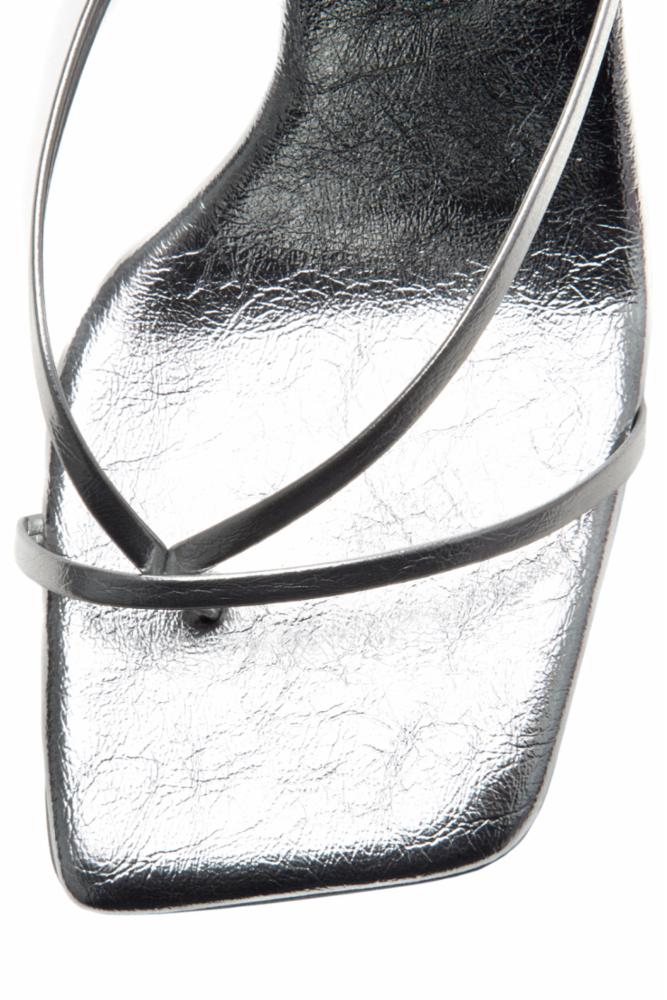 Jeffrey Campbell Women's Fluxx Silver Metallic Chunky Heel Sandals - Stylish & Comfortable for Parties, Weddings & Night Out