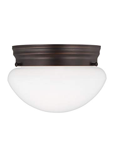Generation Lighting 5326-710 Webster One-Light Bronze Flush Mount Ceiling Fixture - Perfect for Bedroom, Hallway & Entryway Lighting