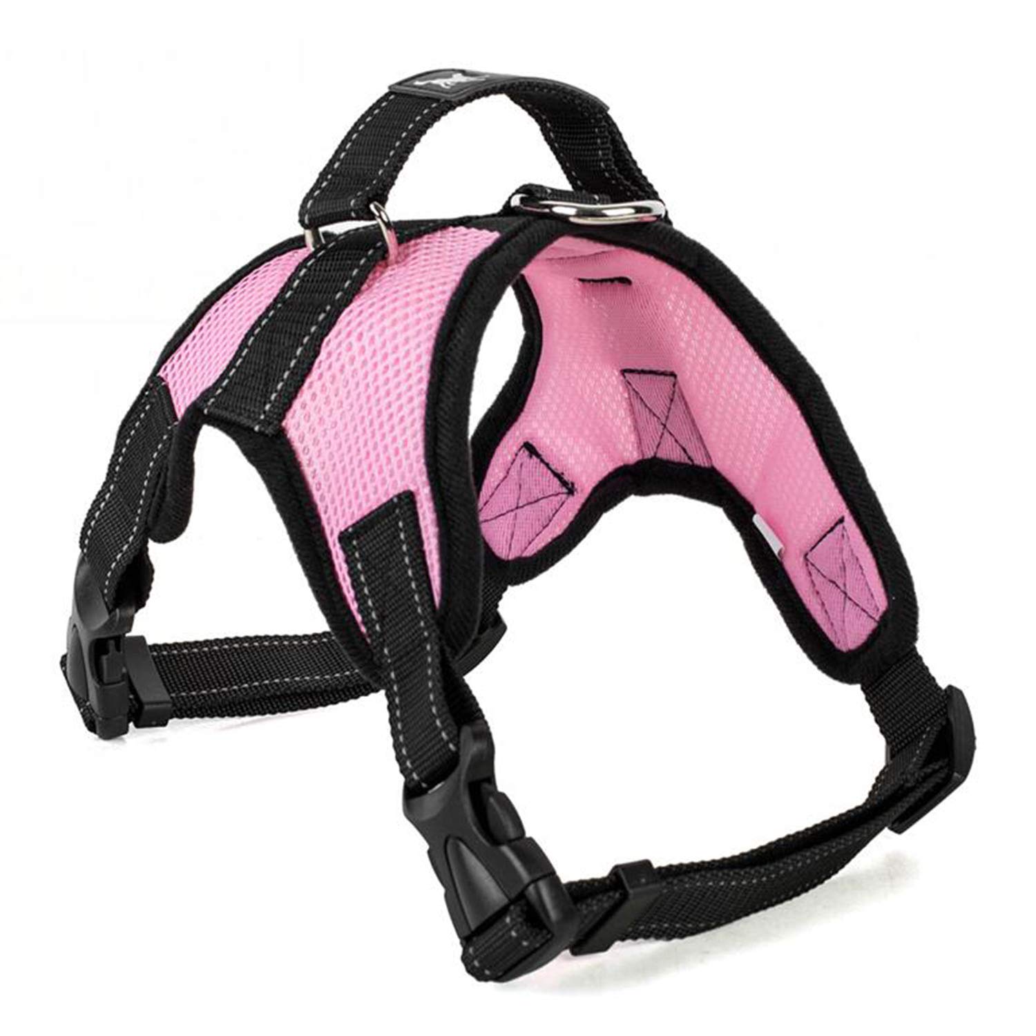 REALYUCAN No Pull Dog Harness - Soft Breathable Mesh Adjustable Pet Vest with Padded Handle for Medium & Large Dogs (Pink) - Perfect for Walking, Training & Outdoor Adventures