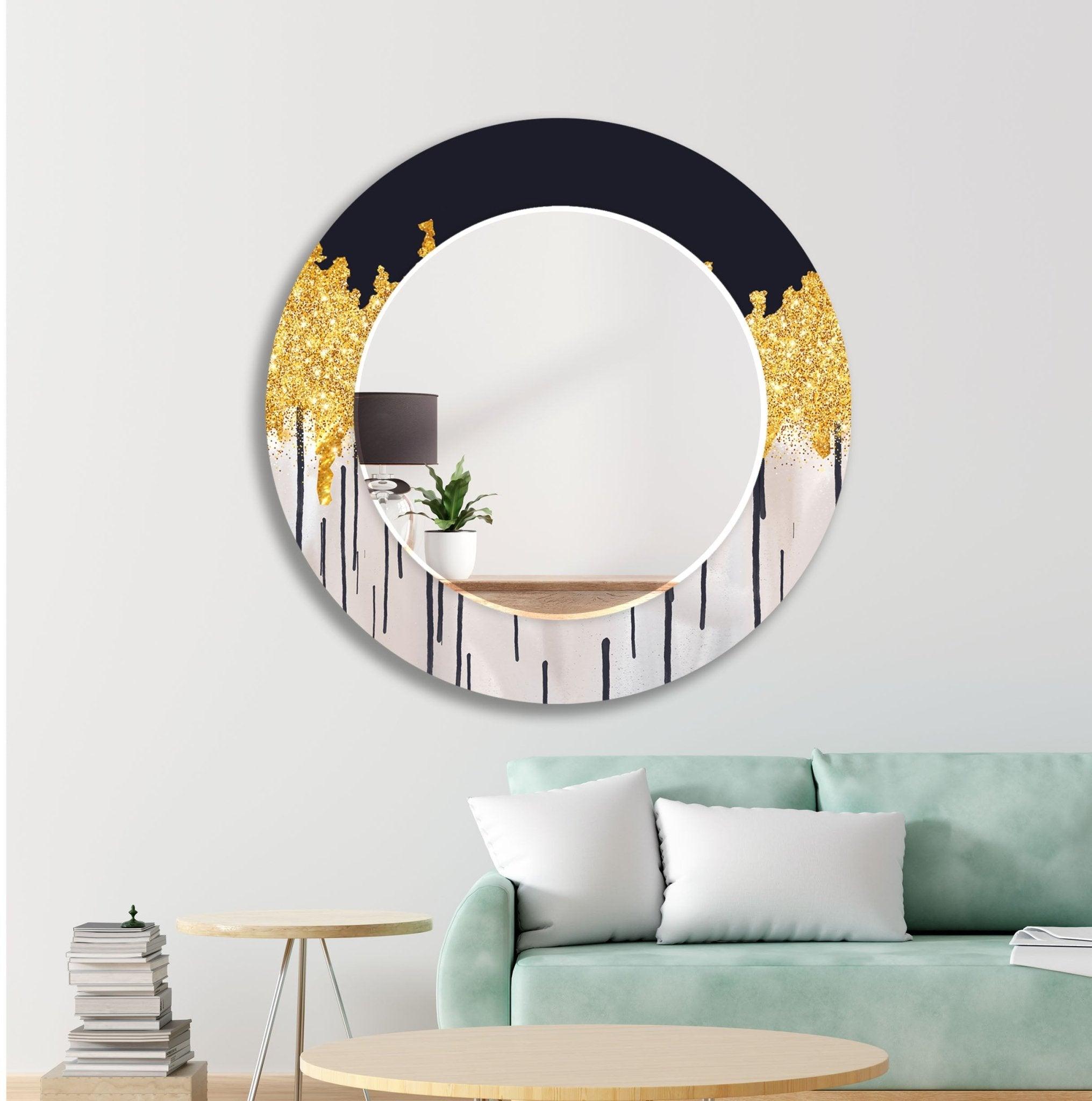 Abstract Gold Accent Wall Mirror - Elegant Home Decor for Living Room, Bedroom & Entryway