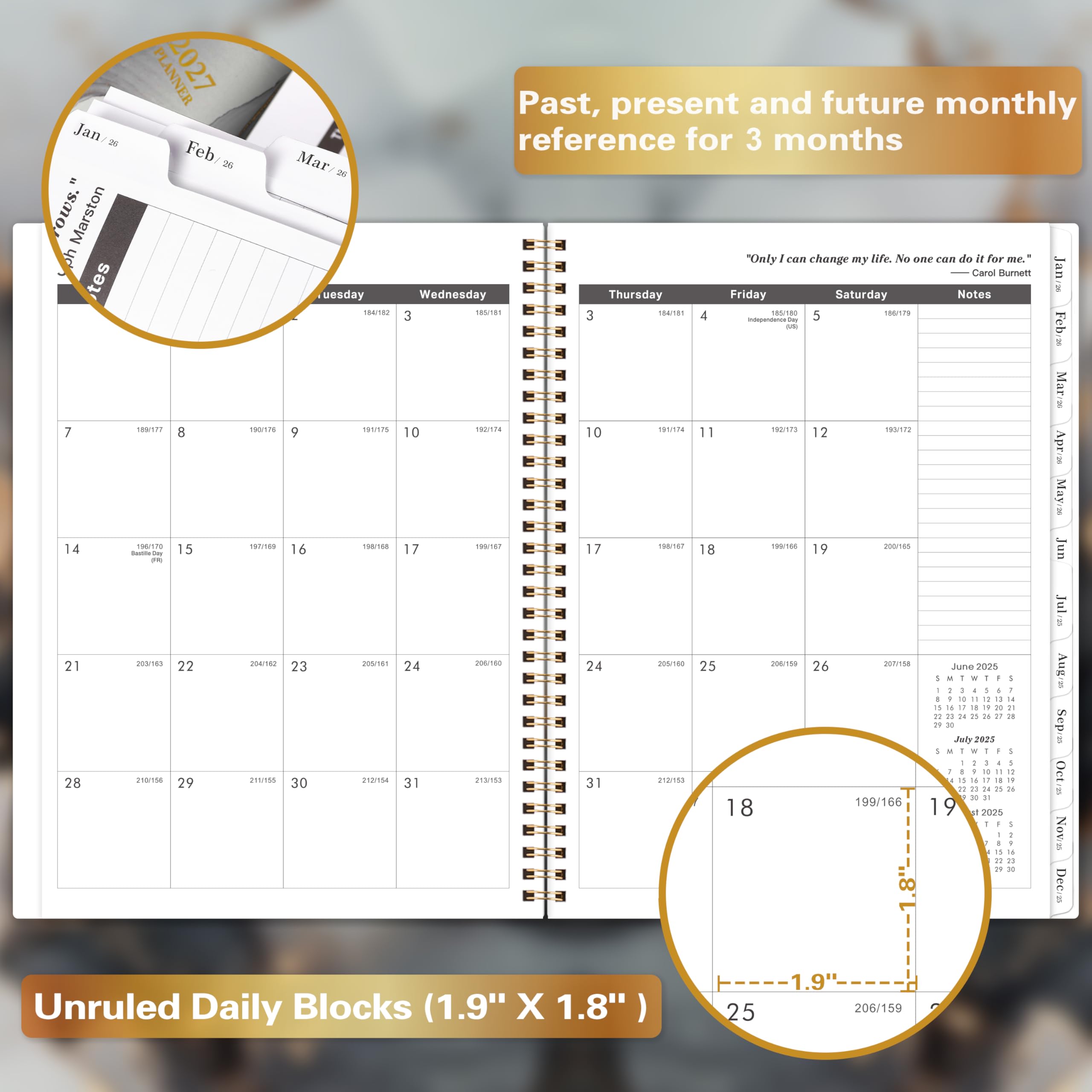 2025-2027 Monthly Planner Calendar - July 2025 to June 2027 | 2-Year Academic Planner with Flexible Cover, Pockets & Tabs | 9