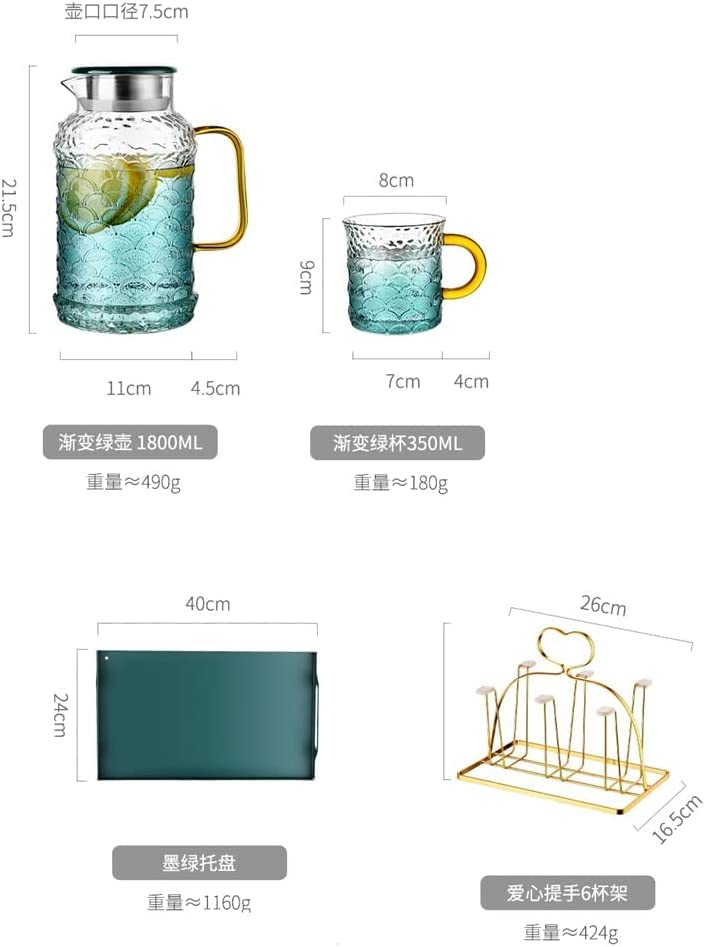 Large Capacity Glass Cold Brew Tea Kettle & Water Bottle Set - Heat Resistant Boiling Pitcher for Iced Tea, Summer Drinks - Perfect for Home, Office & Outdoor Use (Color A)