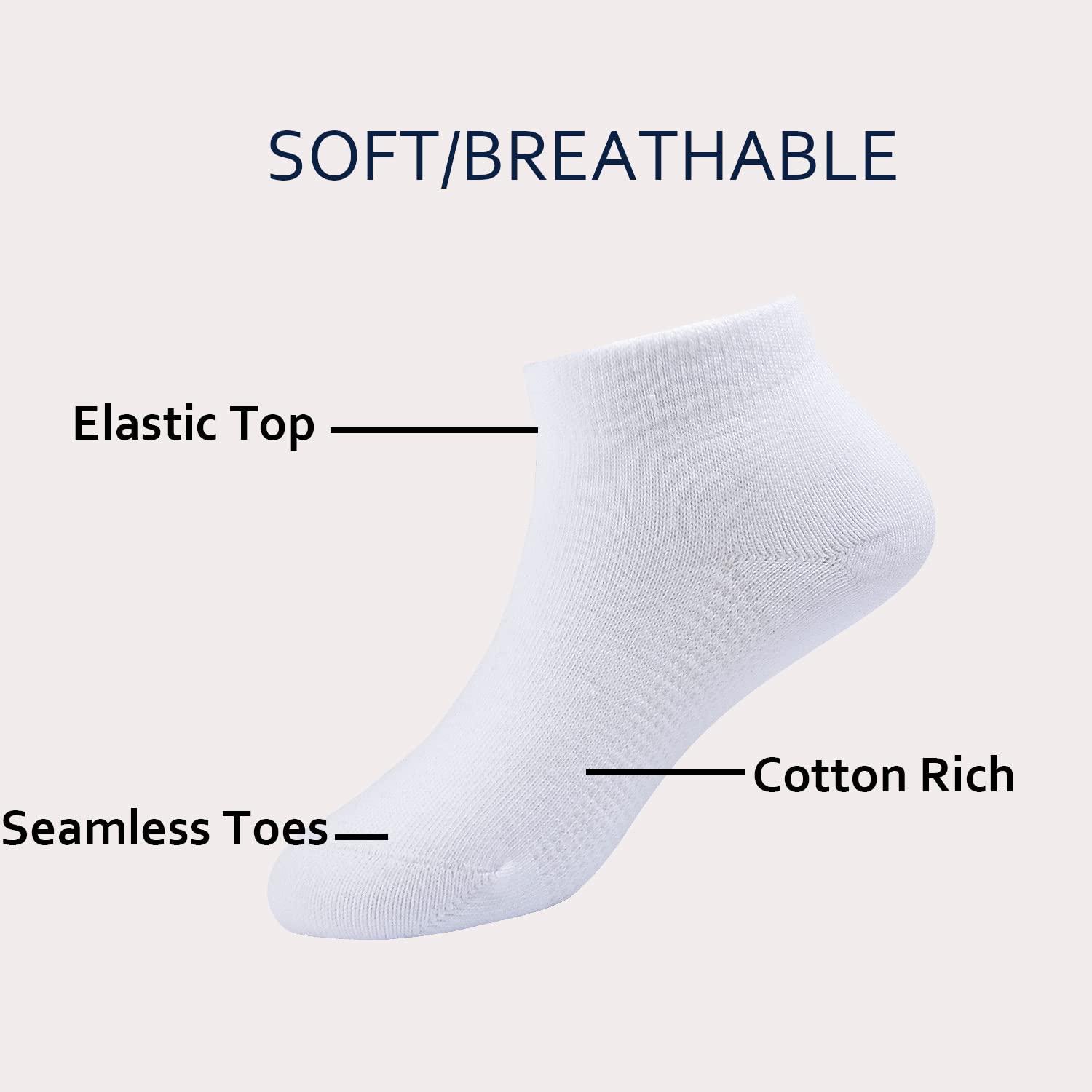 EPEIUS 6 Pack Kids Ankle Socks - Seamless No Show Low Cut Cotton Socks for Girls & Boys - Breathable Athletic Socks for School, Sports & Everyday Wear