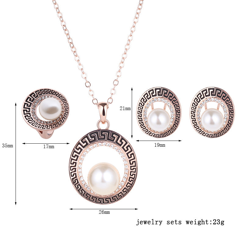 Vintage Pearl Jewelry Set for Women - Elegant 3-Piece Necklace, Earrings & Bracelet Set - Perfect for Dinner Parties, Weddings & Special Occasions