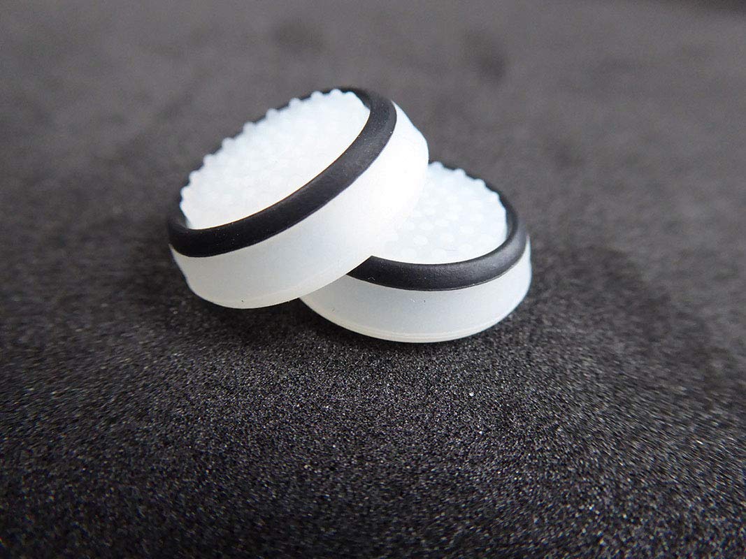Silicone Thumb Stick Joystick Cap for Nintendo Switch Joy-Con - Analog Grip Cover (White & Black) - Improve Gaming Comfort & Control - Perfect for Nintendo Switch, Switch Lite & OLED Models