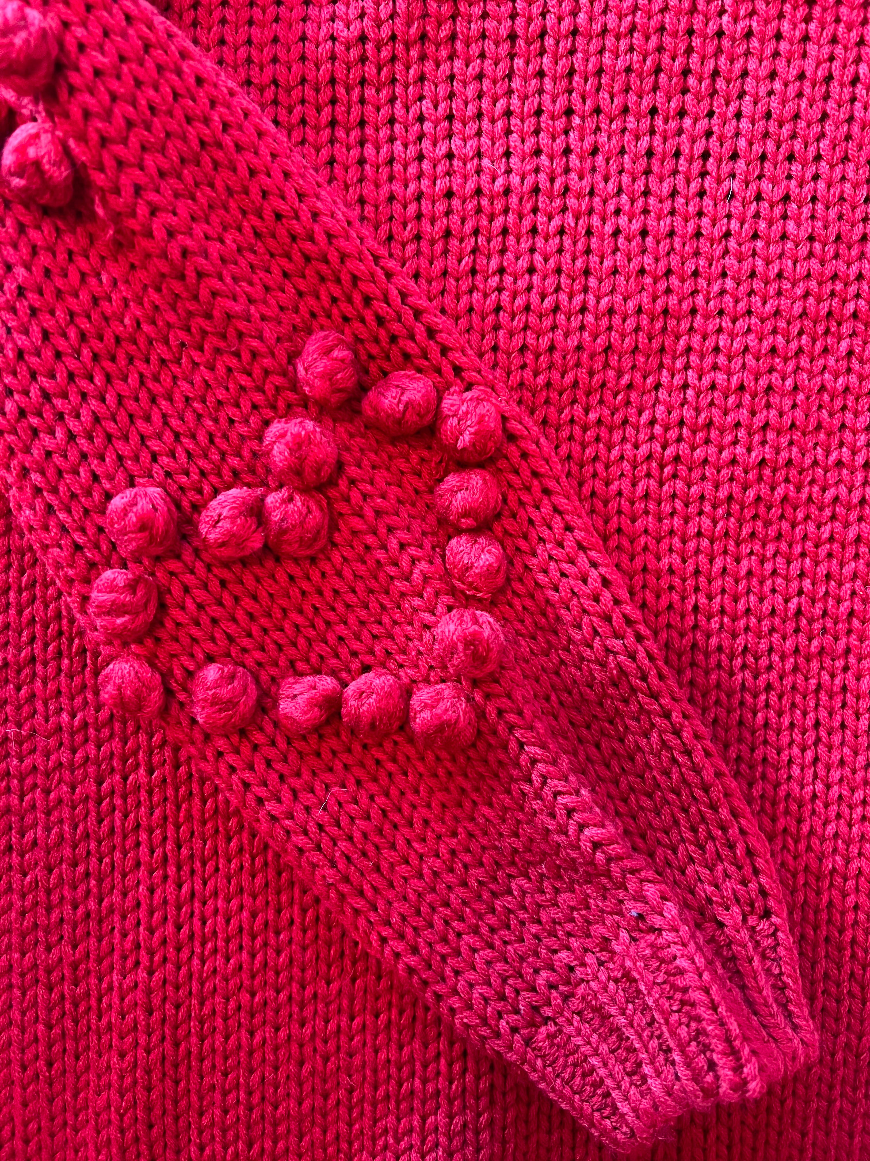4SI3NNA Women's Red Knit Heart Print Dress Size S - Casual Party Wear for Valentine's Day & Date Nights