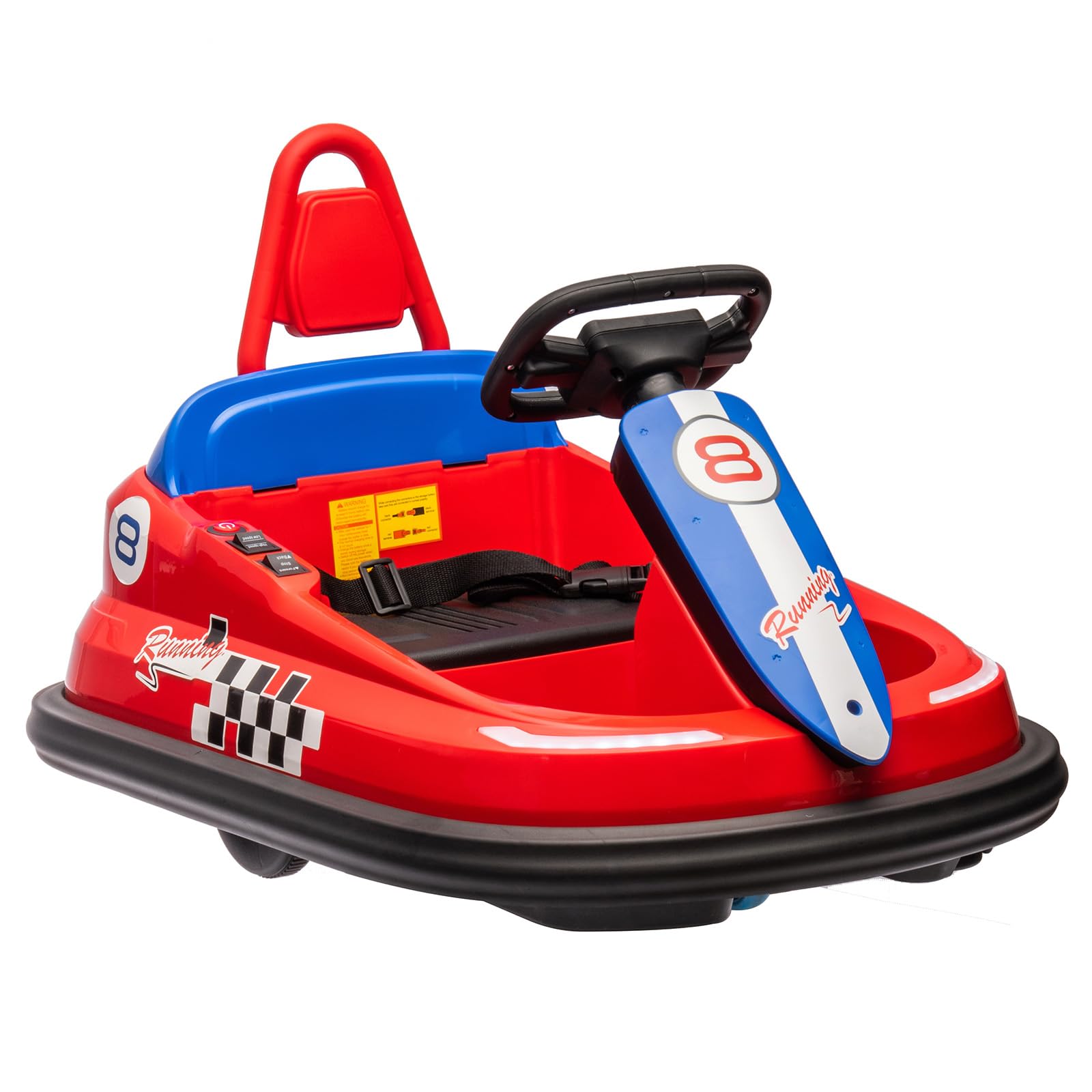 Hetoy 6V Electric Bumper Car for Toddlers - Kids Ride-On Toy with 360° Spin, 2 Speeds (1.9 MPH Max), Steering Wheel, Lights, Music & Horn - Perfect Birthday Gift for Boys & Girls Ages 2-6 (Bright Red) - Indoor/Outdoor Play, Backyard Fun, Preschool Activity Toy