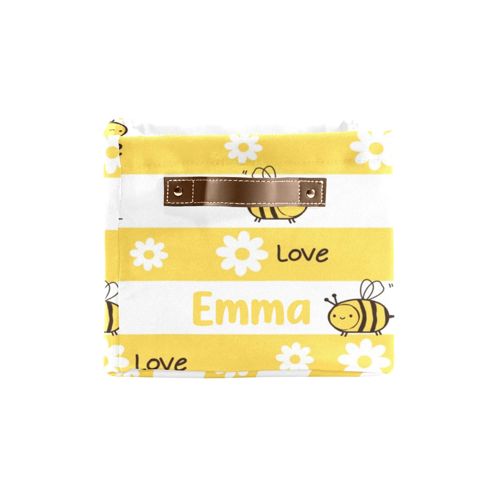 Personalized Large Storage Baskets with Handle - Cute Bee Yellow Decorative Organizing Bins for Shelves, Closet, Bathroom & Nursery | Home Organization Solution (1 Pack) | Perfect for Kids' Room Storage & Bathroom Essentials