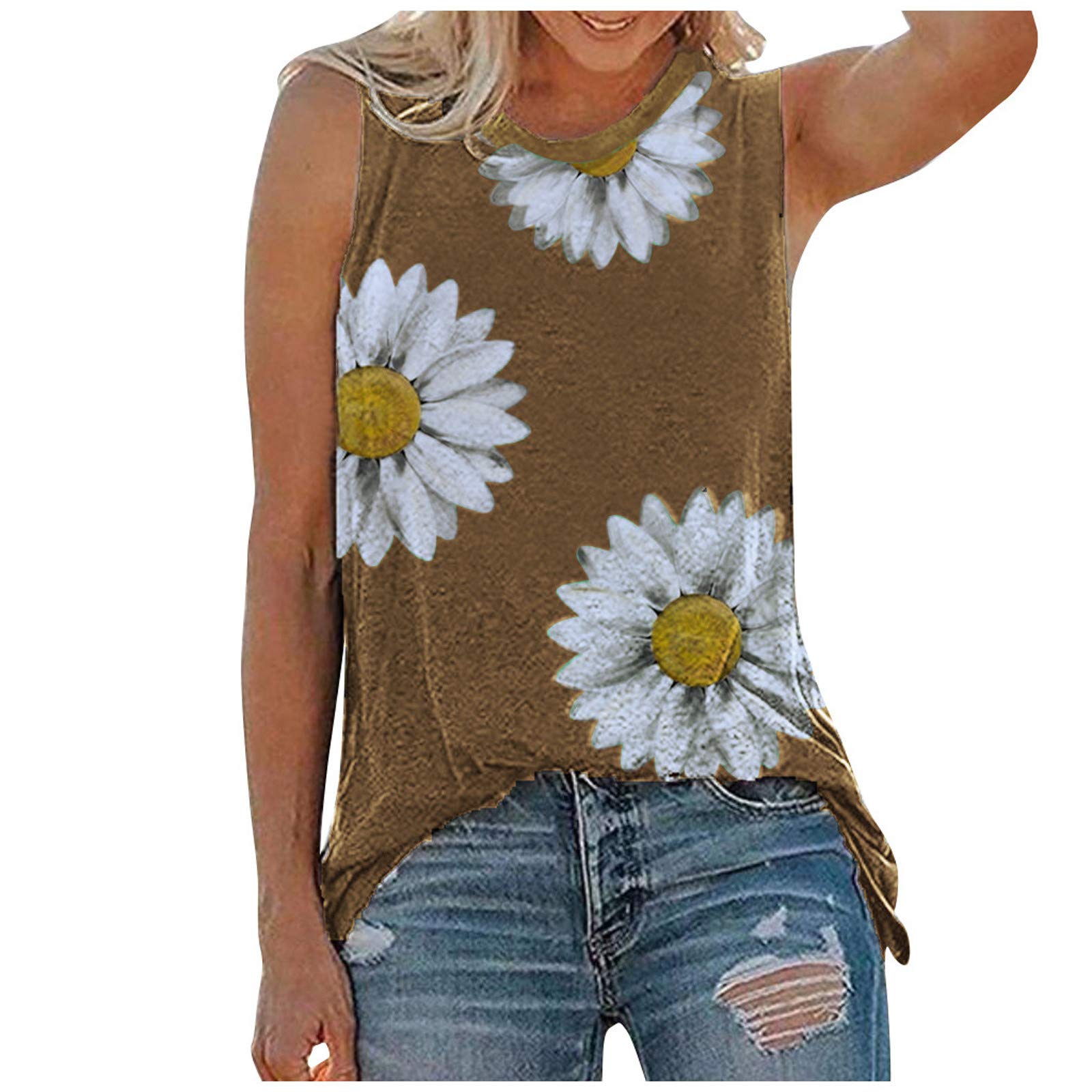Women's Floral Printed Tank Tops - Casual Summer Tunic & Crop Tops for Plus Size | Perfect for Beach, Yoga, and Everyday Wear