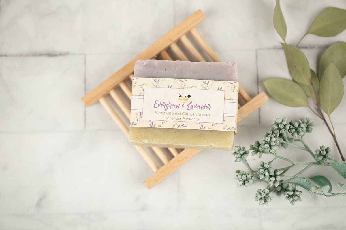 Natural Evergreen & Lavender Handmade Soap Bar - Organic, Vegan, Moisturizing for Dry Skin - Perfect for Relaxation, Spa, and Gift Giving