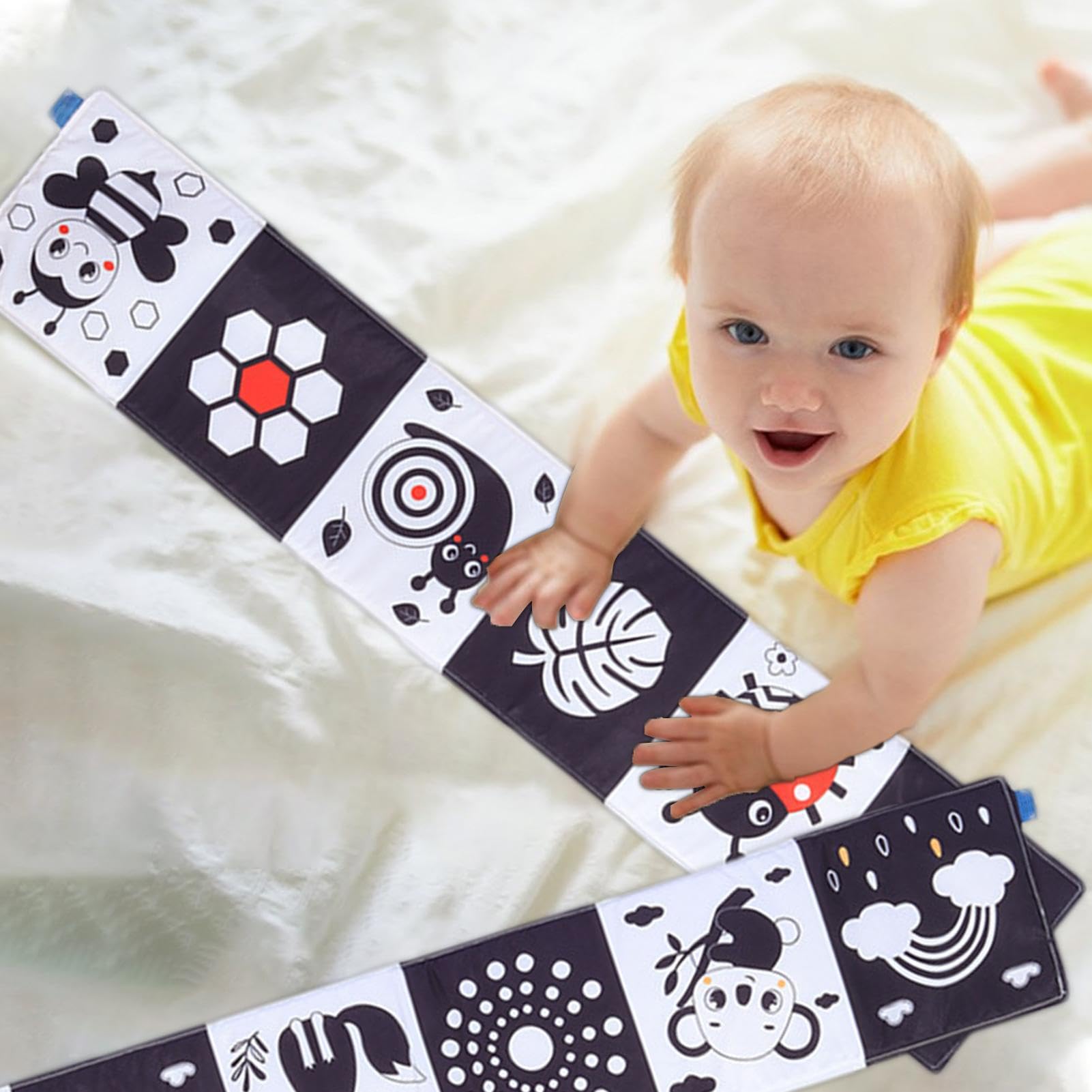 XIAYANG Baby Cloth Books - Soft Early Education Sensory Toys | Black & White Fabric Book for Newborns & Infants | Perfect for Birthday, Children's Day & Easter Gifts | Montessori Learning & Travel Activity Toy