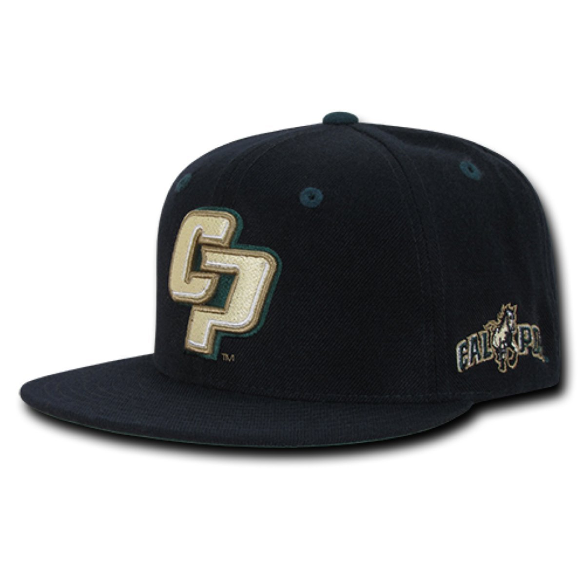 W Republic Apparel Accent Snapback Hat - Cal Poly Mustangs Team Logo - Black Hunter Adjustable One Size Fits Most - Perfect for College Sports Games & Streetwear Fashion