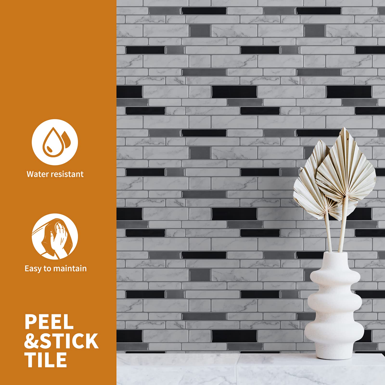 WOWSTAR 10-Sheet Peel and Stick Backsplash Tile - Self-Adhesive Kitchen Wall Tile (12