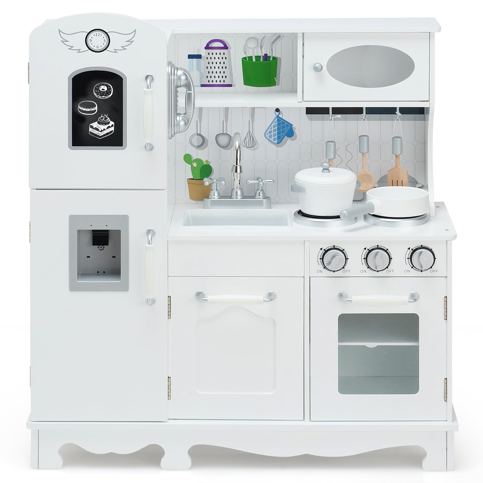Honey Joy Wooden Kids Kitchen Playset - Pretend Play Toy for Toddlers 3+, Perfect Gift for Little Chefs