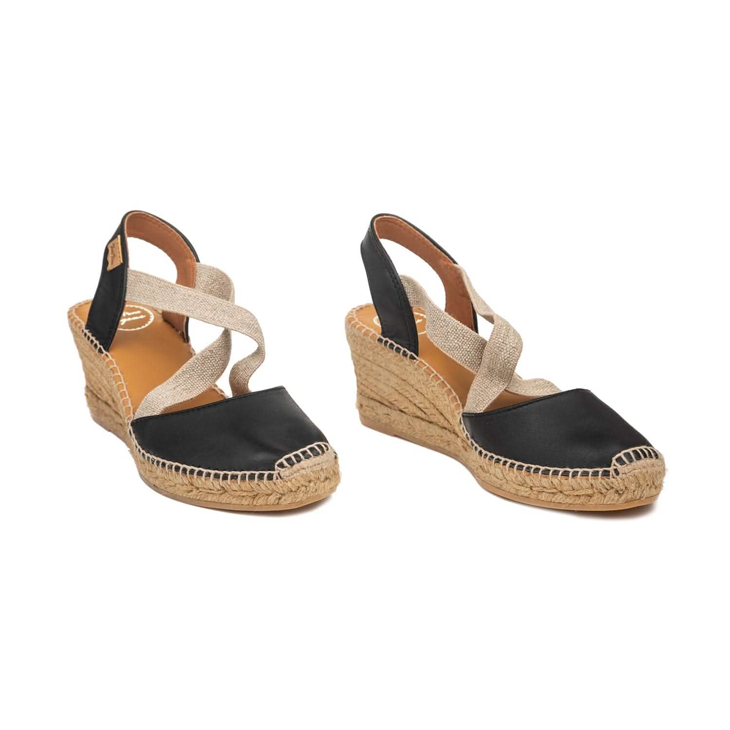Women's Plain Leather Wedge Espadrilles - Comfortable Summer Sandals for Casual Outings & Beach Vacations | Saba P
