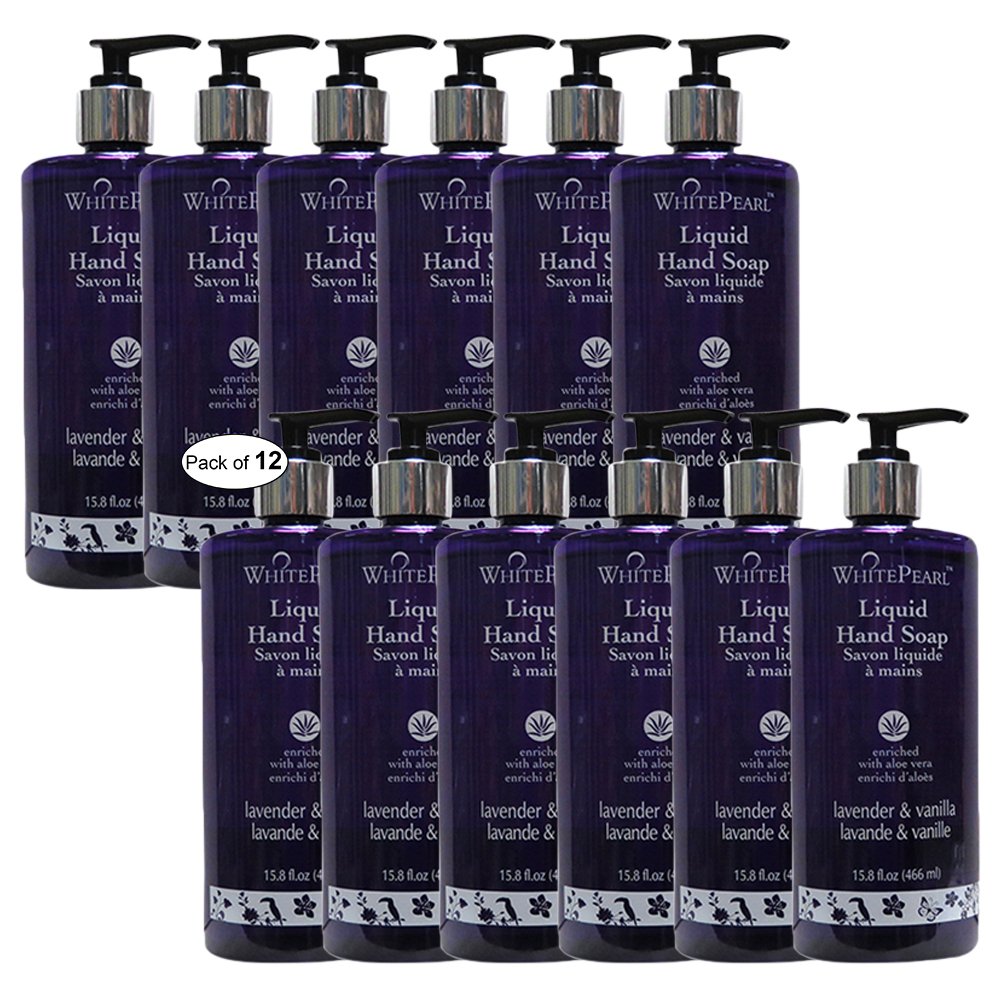 Lavender Vanilla Liquid Hand Soap Refill (16oz, Pack of 12) - Moisturizing Antibacterial Hand Wash for Home, Office & Bathroom - Relaxing Aromatherapy Scent