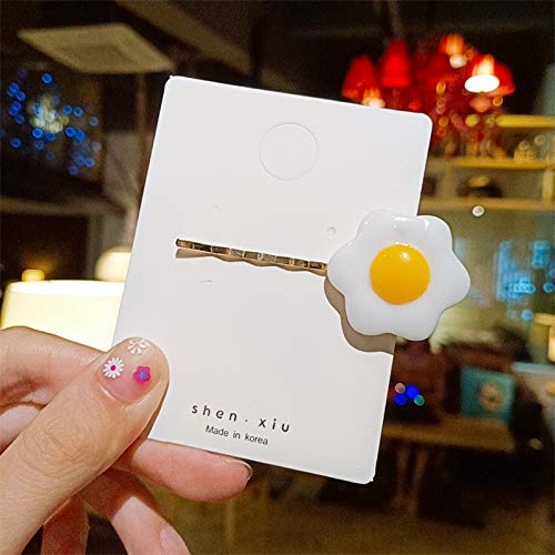 BBTDIN Egg Hair Clips for Girls - 4 Pcs Fried Egg & Poached Egg Hairpins, Hair Ties & Hair Accessories - Cute Food-Themed Hair Clips for Kids & Teens - Perfect for School, Parties & Daily Styling