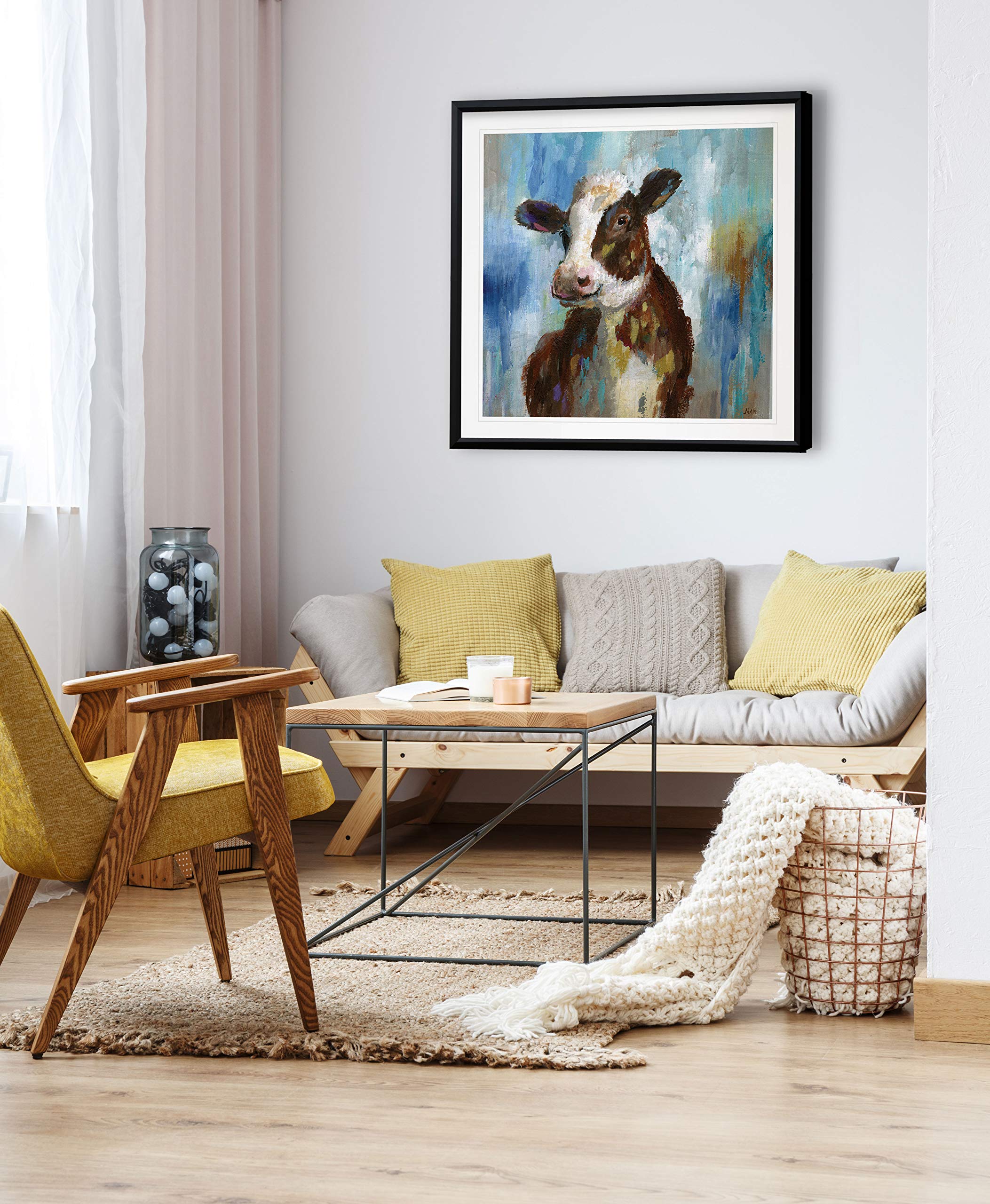 Nan Nursery Spring Calf Animal Wall Art - 32x32 Inch Abstract Canvas Painting for Kids Room Decor, Black Giclee Print | Perfect for Nursery, Playroom & Children's Bedroom Wall Decor