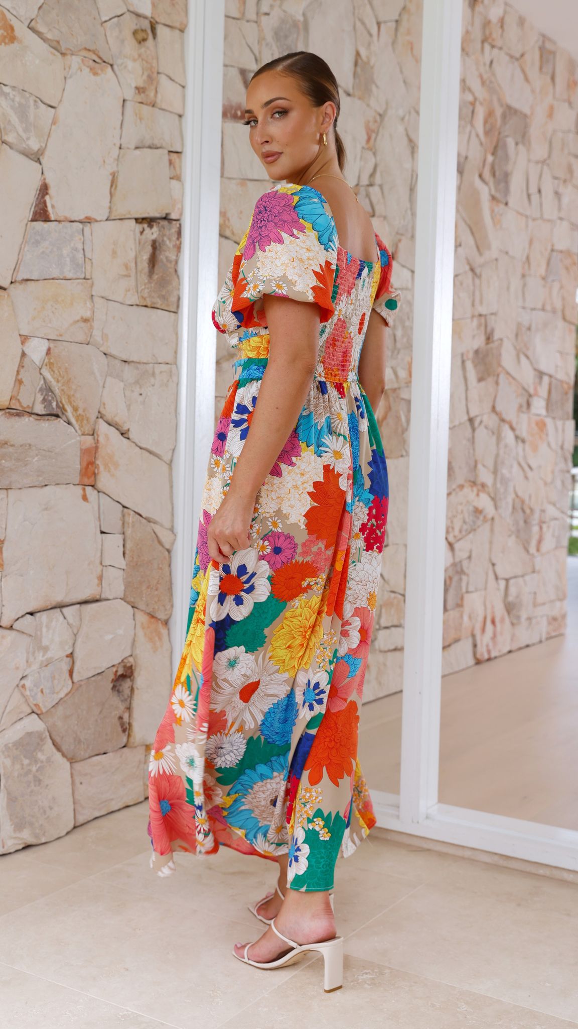 Baker Maxi Dress - Orange, Blue & Pink Floral Print Summer Dress for Women | Beach Vacation, Party & Casual Wear