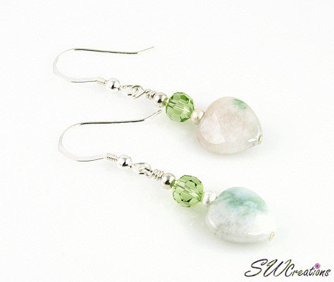 Jade Gemstone Crystal Earrings – Handcrafted Dangle Earrings for Women, Elegant Jewelry Gift for Her | Perfect for Weddings, Parties & Special Occasions