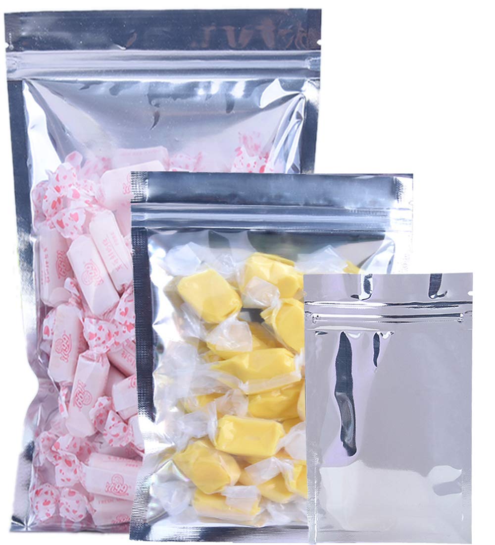 Premium Mylar Ziplock Bags - Airtight Smell Proof Foil Pouch with Resealable Zipper | Heat Sealable Food Storage Bags for Candy, Coffee, Tea, Snacks & Dry Goods | 30-Pack Mixed Sizes (Small/Medium/Large) | Ideal for Home Kitchen, Camping & Commercial Food Packaging