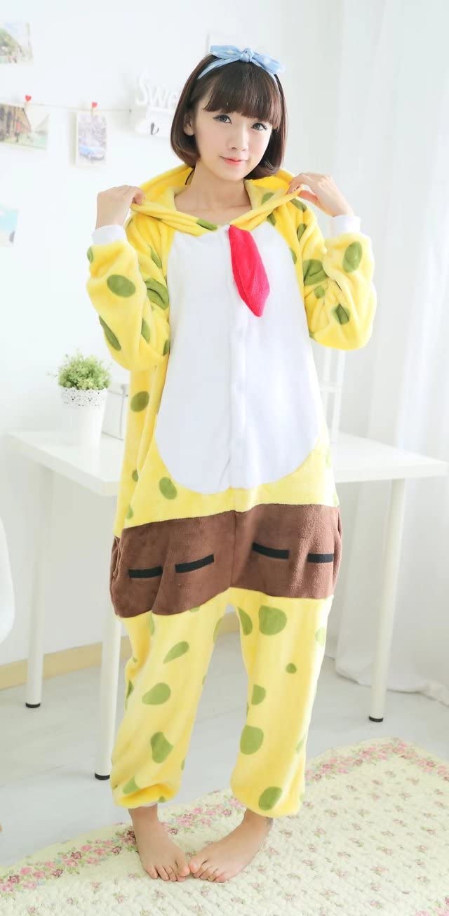 Unisex Spongebob Animal Costume - One-Piece Pajamas for Halloween, Christmas & Cosplay | Soft Homewear for Parties, Sleepwear & Family Fun