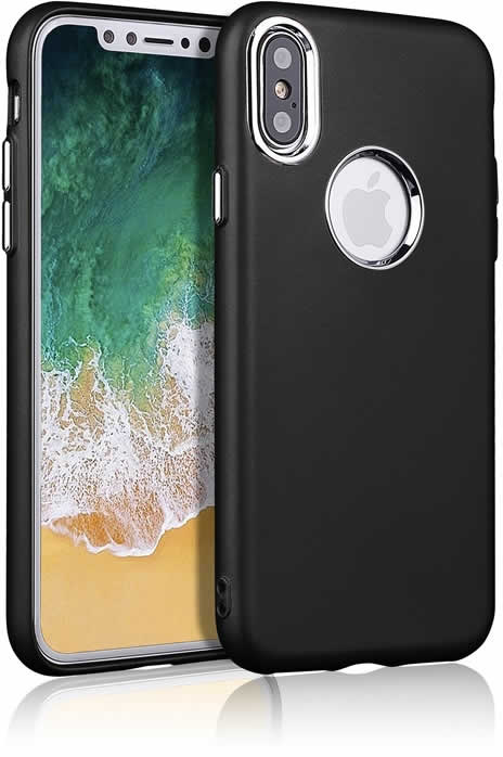 Apple iPhone XS Case - Shockproof TPU Rubber Cover with Slim Fit Design, Anti-Scratch Protection for iPhone XS (Black/Silver) - Perfect for Daily Use, Travel & Outdoor Activities