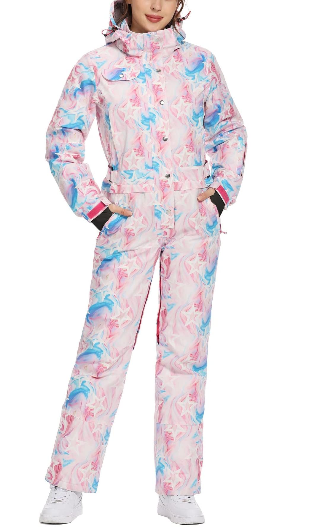 WANLISS Women's Colorful One-Piece Snowsuit - Waterproof Winter Jumpsuit for Snowboarding, Skiing & Outdoor Snow Sports | Perfect for Ski Resorts, Snow Parks & Winter Adventures