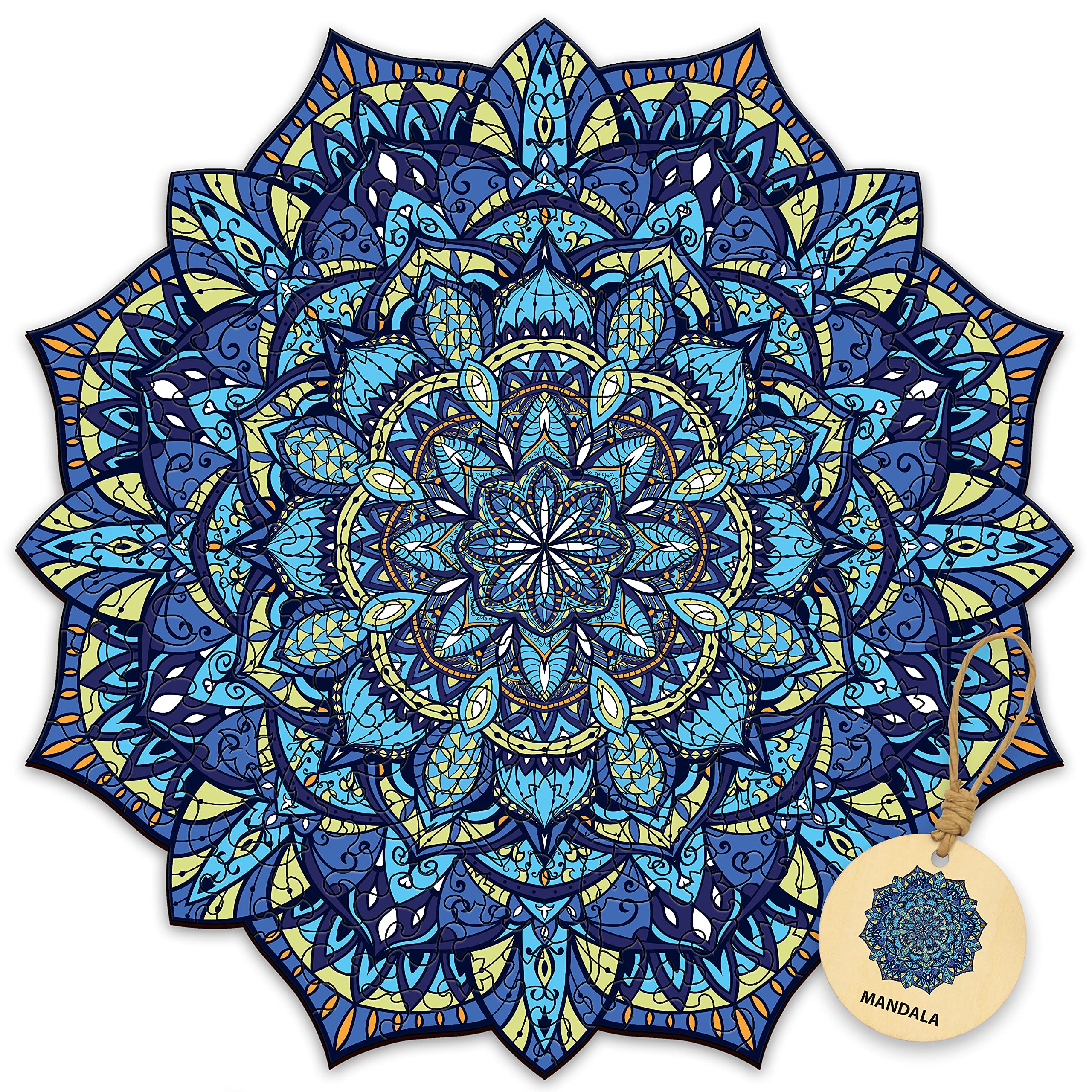 DEPLEE 412-Piece Wooden Jigsaw Puzzle for Adults - Mandala & Animal Shapes, 19.2x19.2 Inch (48.4x48.7cm) Creative Challenge - Perfect for Family Game Night, Stress Relief & Home Decor